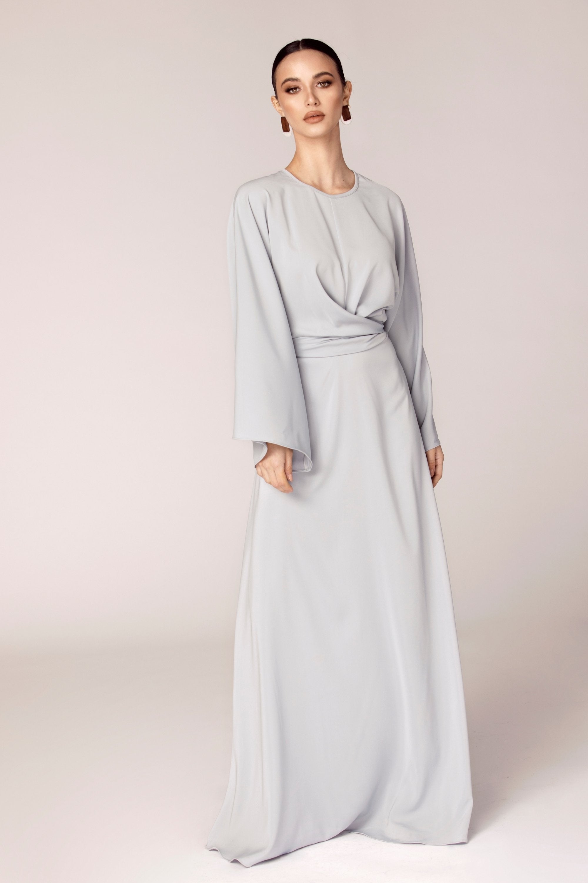 Mina Wrap Waist Maxi Dress - Powder Blue Veiled Collection 