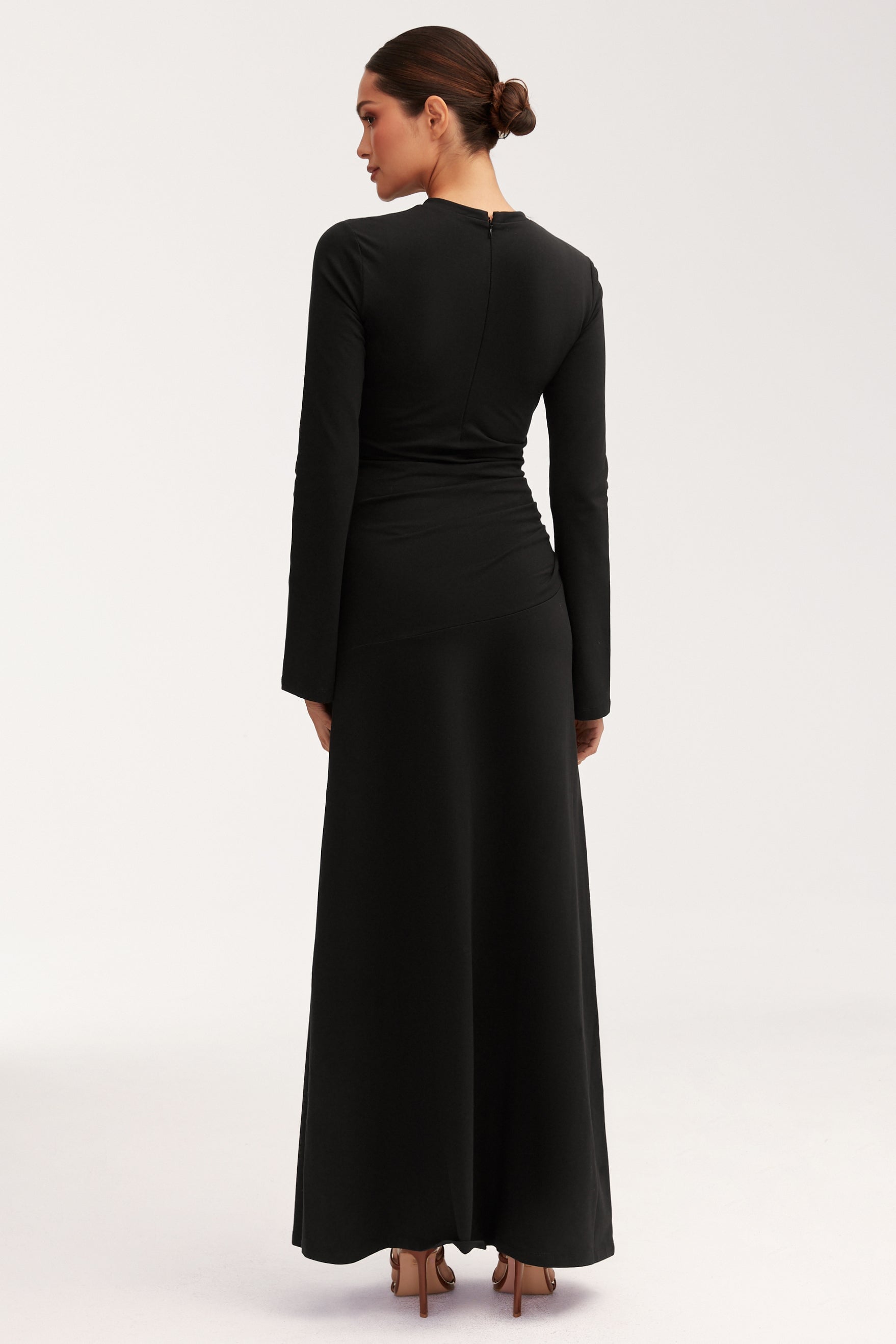 Natalie Rouched Jersey Maxi Dress - Black Dresses Veiled 