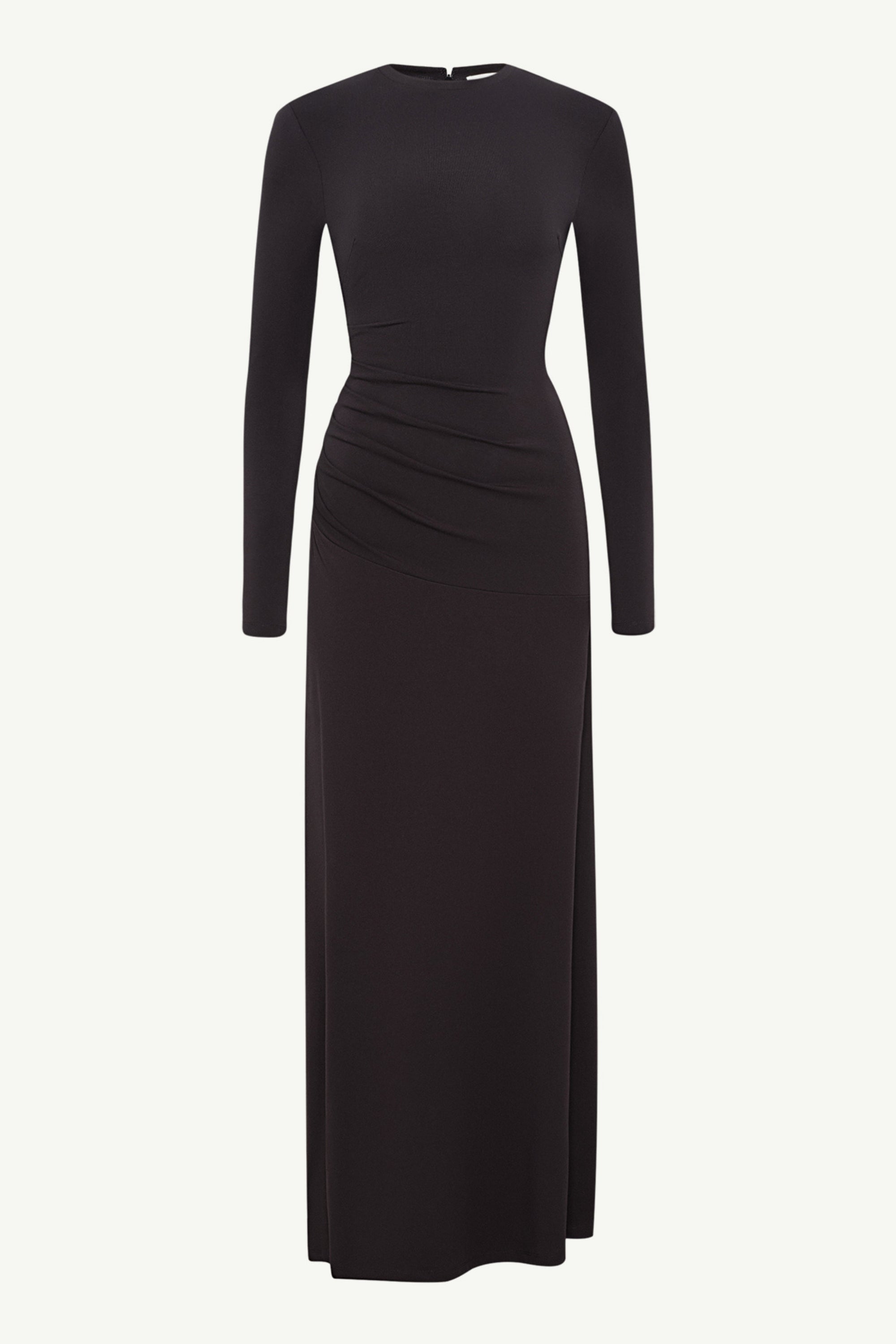 Natalie Rouched Jersey Maxi Dress - Black Clothing Veiled 