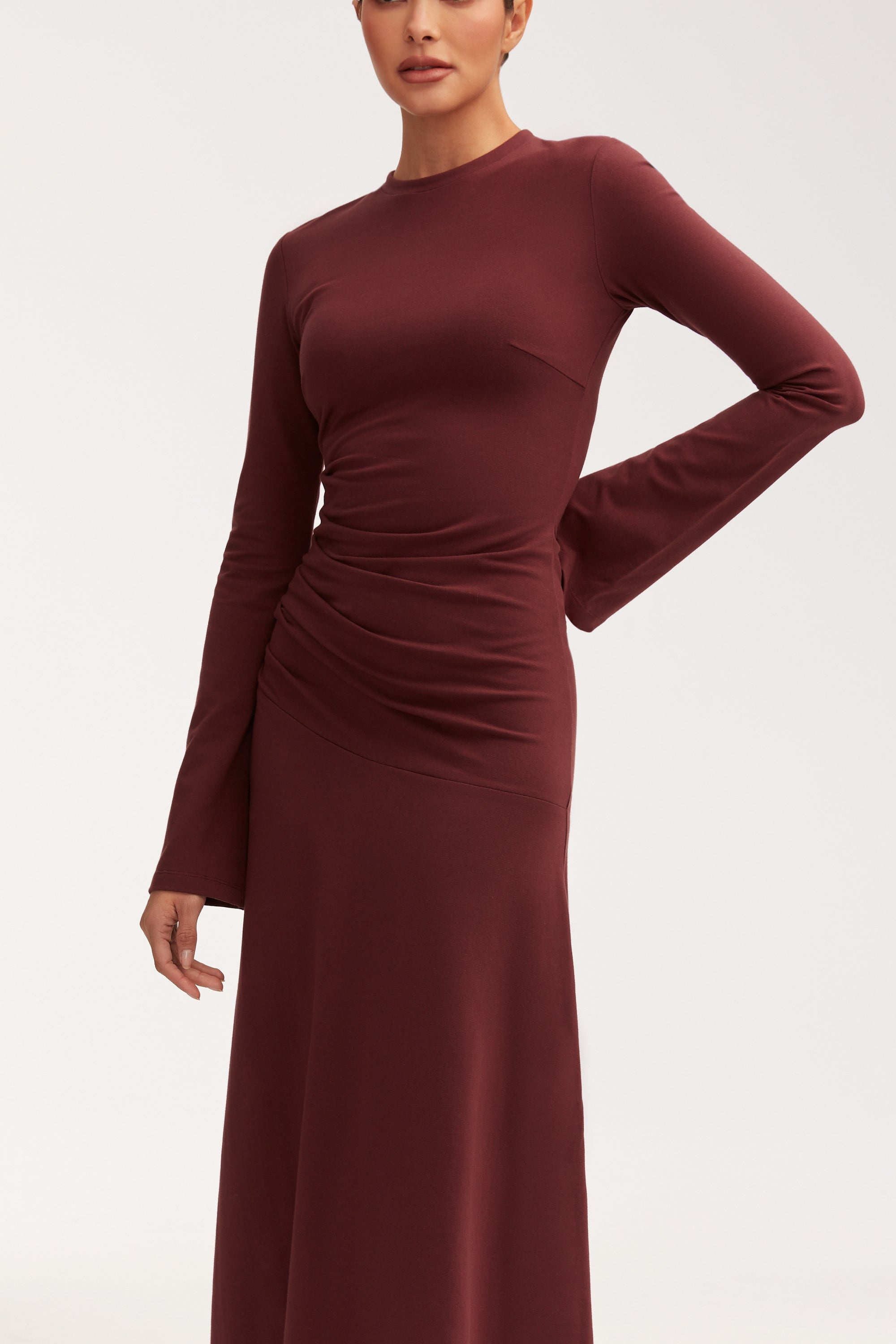 Natalie Rouched Jersey Maxi Dress - Port Royale Dresses Veiled 