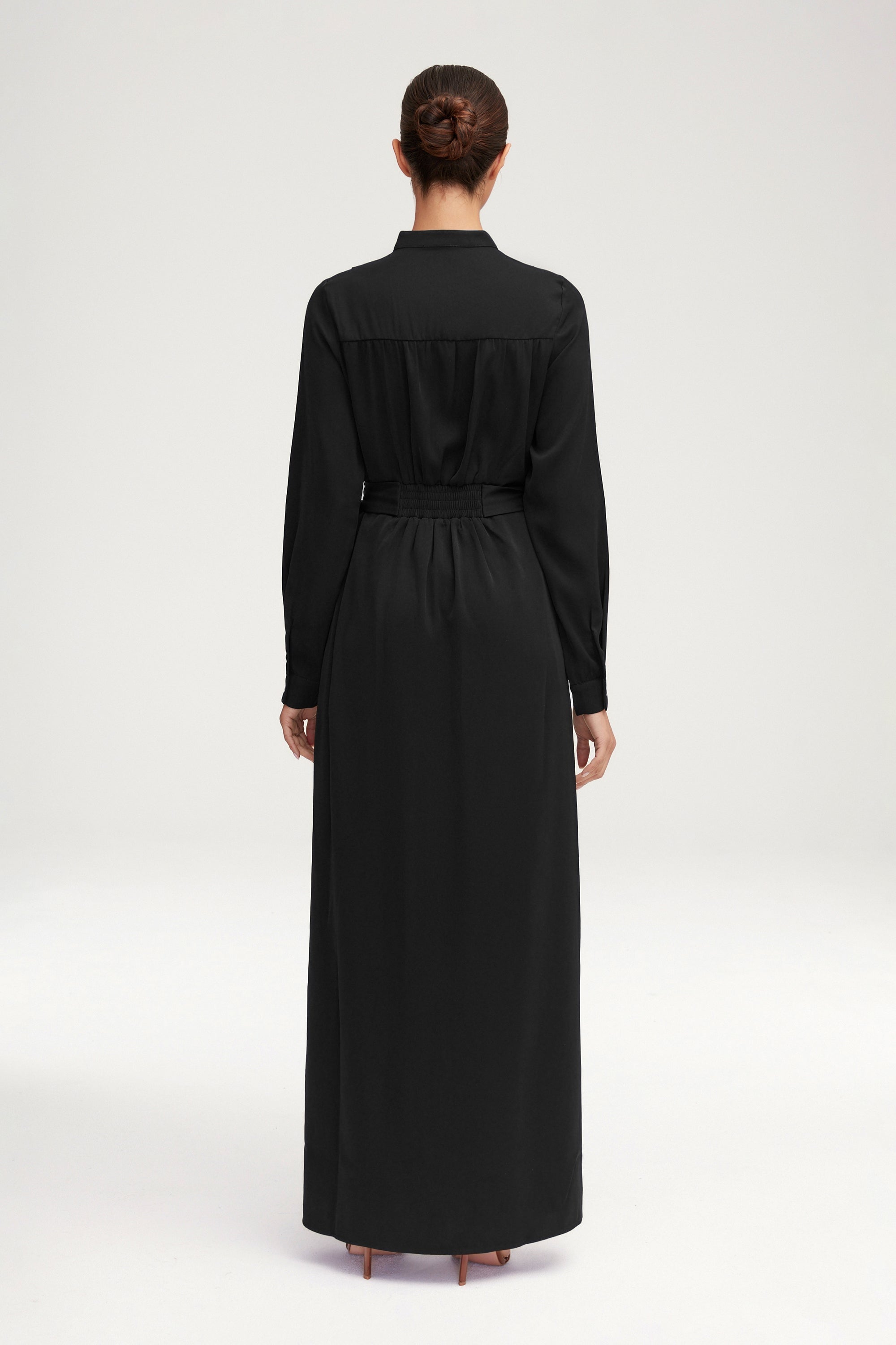 Olivia Button Down Utility Maxi Dress - Black Clothing Veiled 