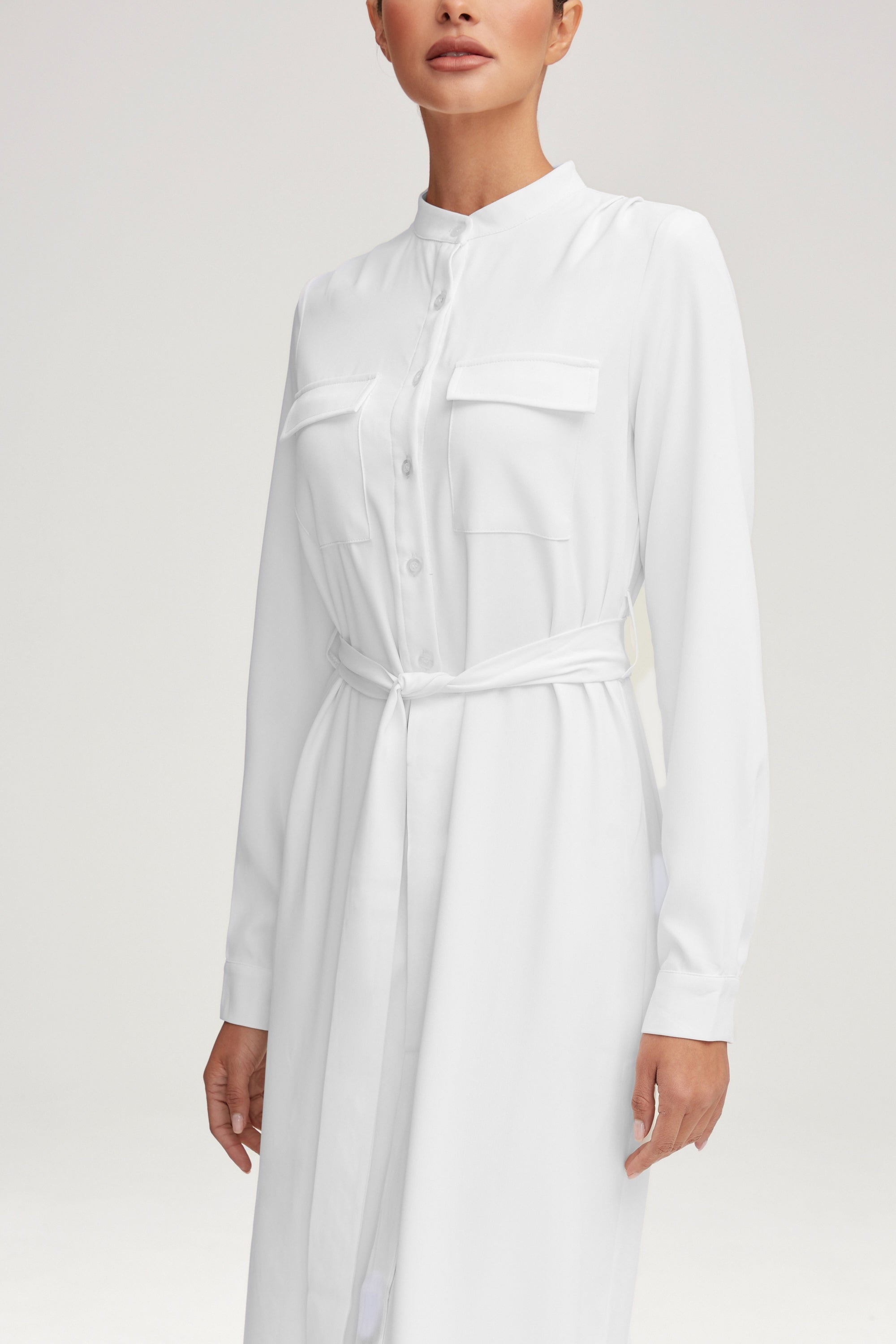 Olivia Button Down Utility Maxi Dress - White Clothing Veiled 