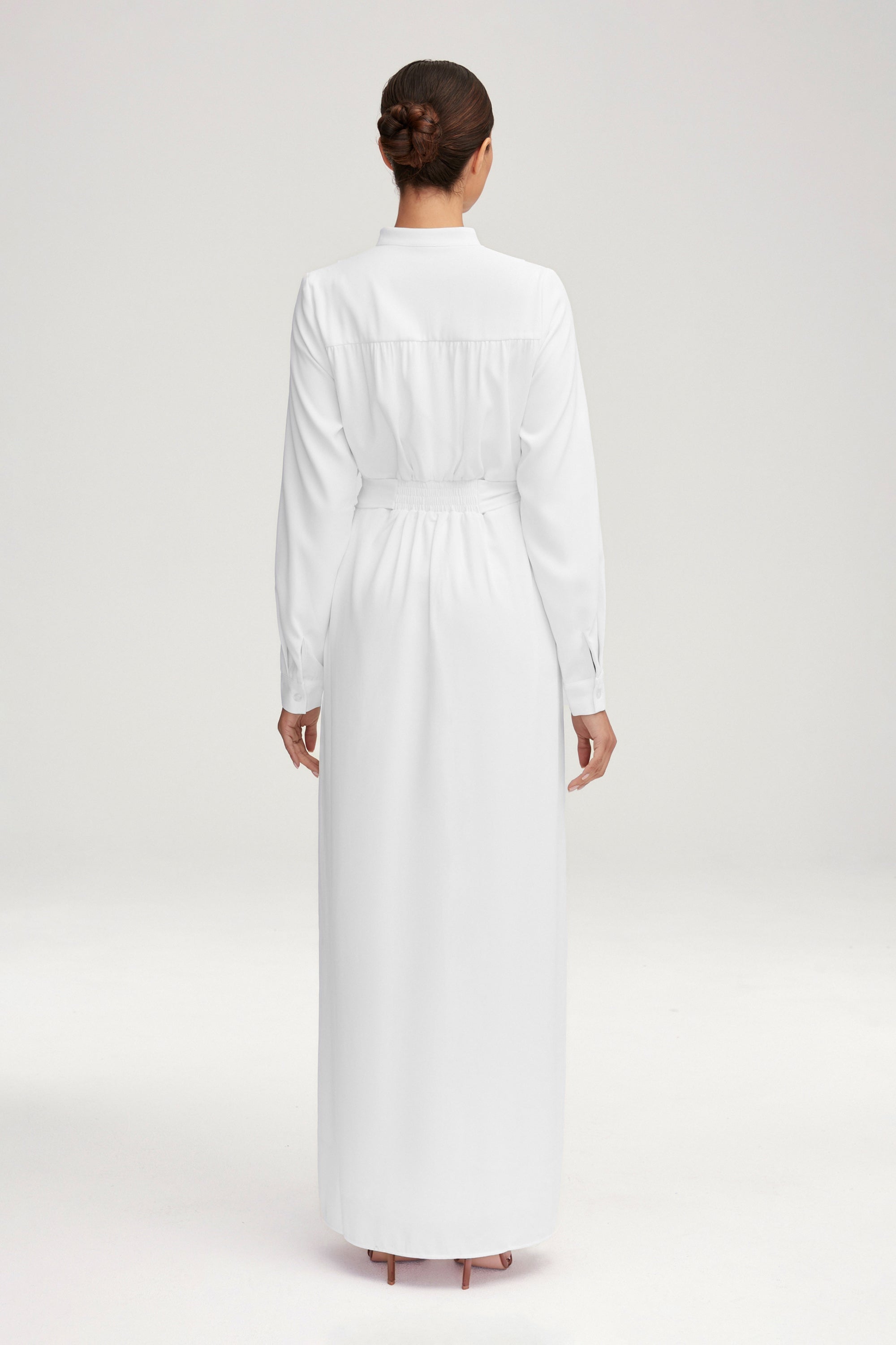 Olivia Button Down Utility Maxi Dress - White Clothing Veiled 