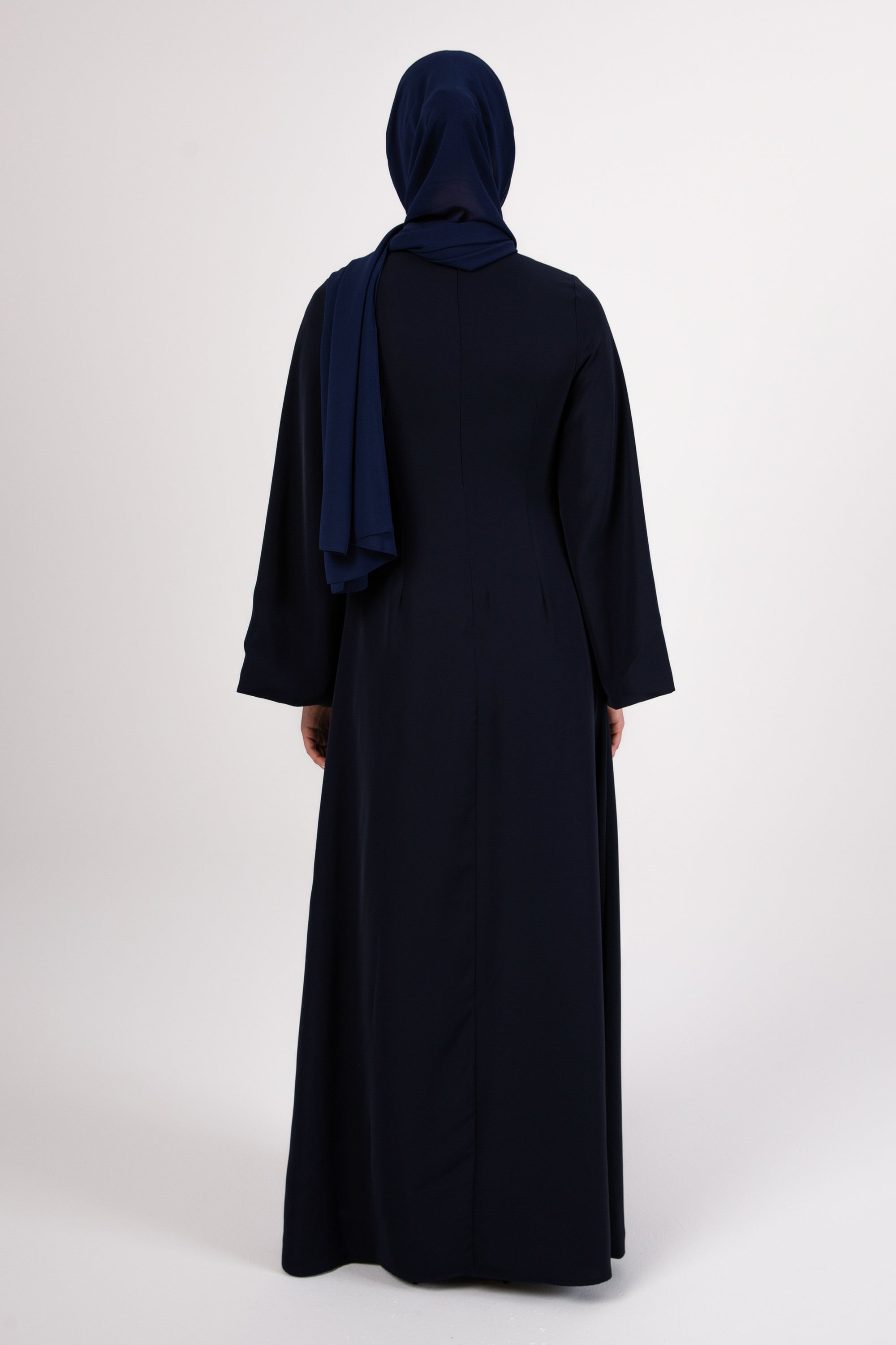 Omaya Two Tone Wrap Front Maxi Dress - Dark Blue Veiled 