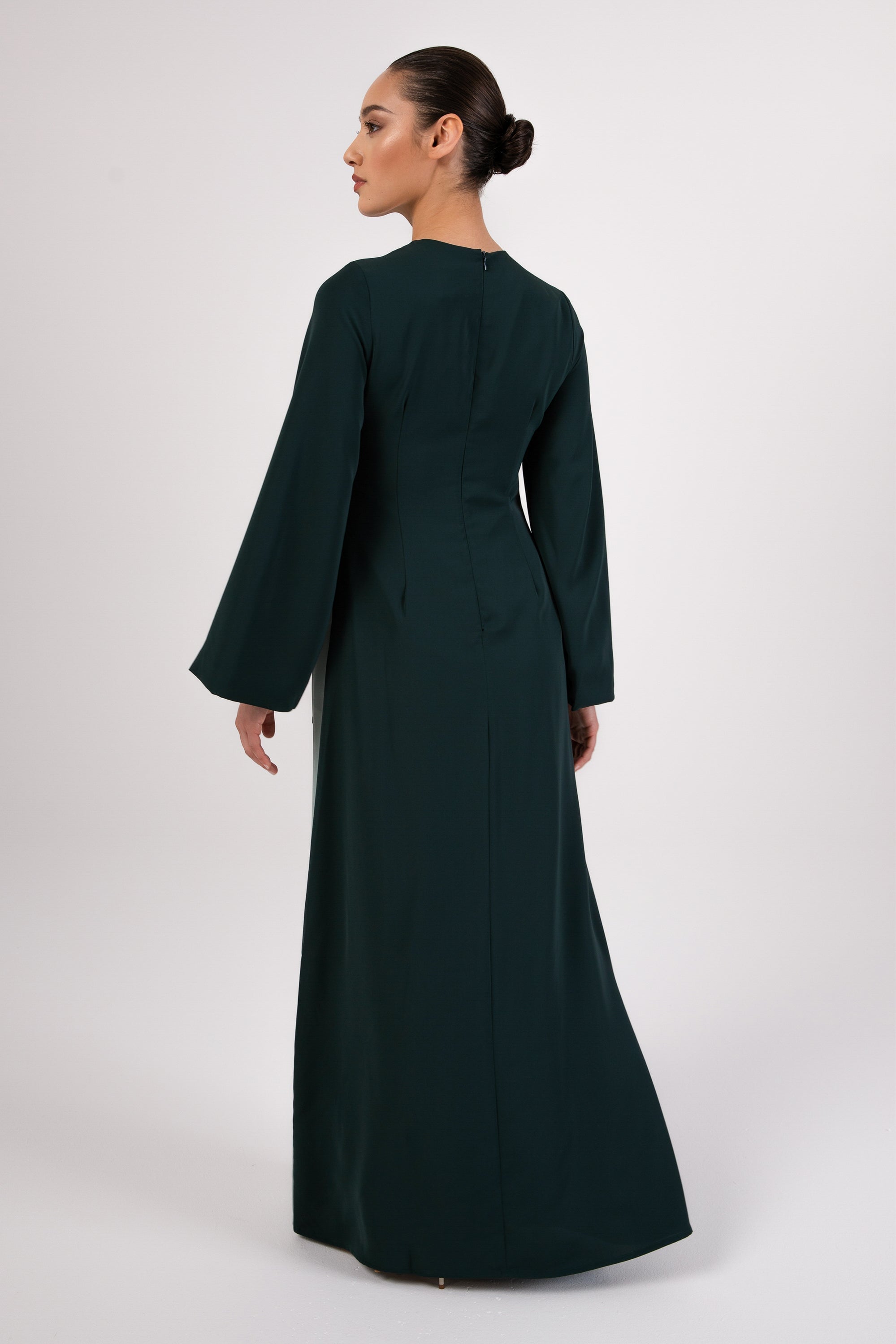 Omaya Two Tone Wrap Front Maxi Dress - Emerald Veiled 