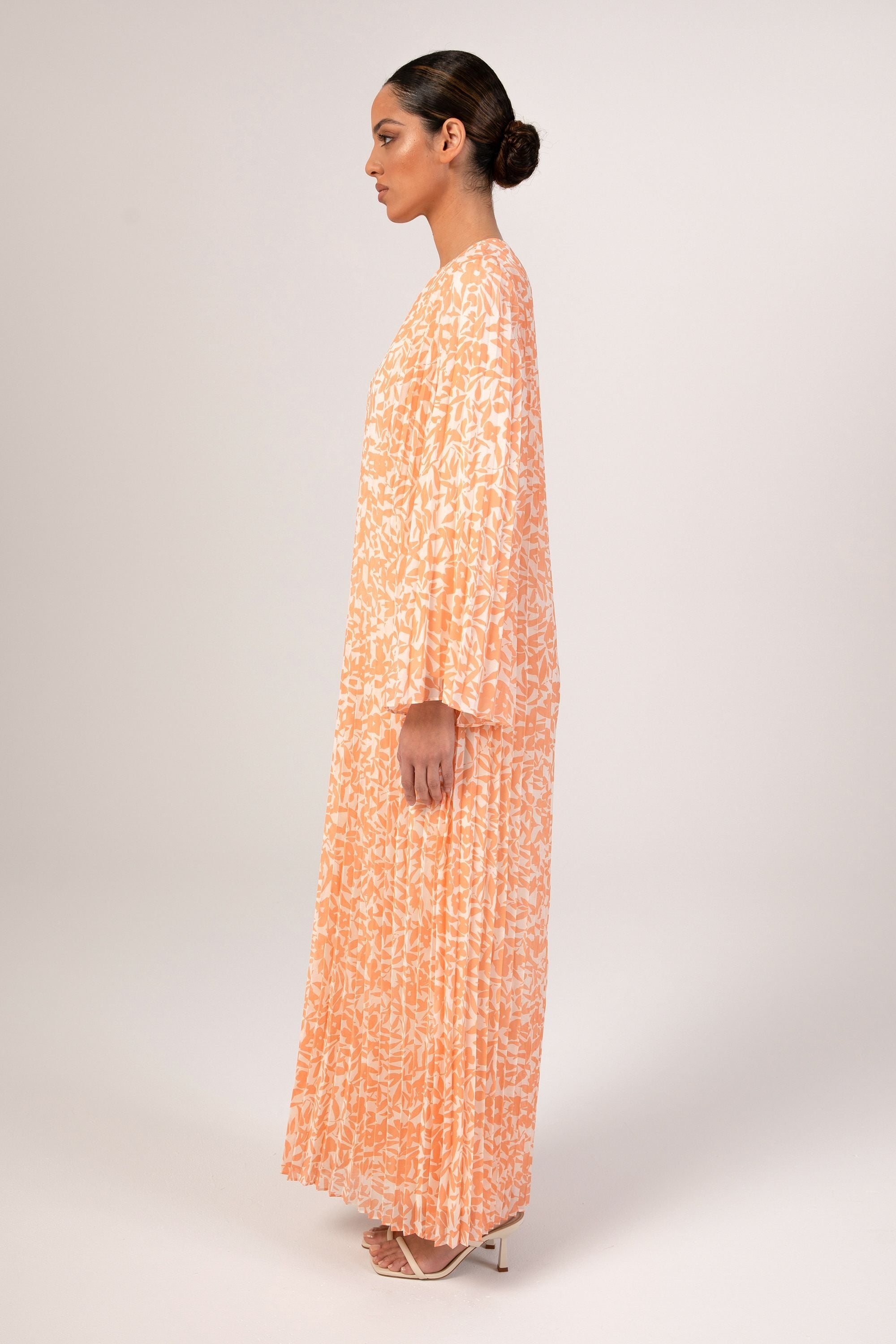 Pleated Printed Shift Maxi Dress - Canyon Sunset Veiled Collection 