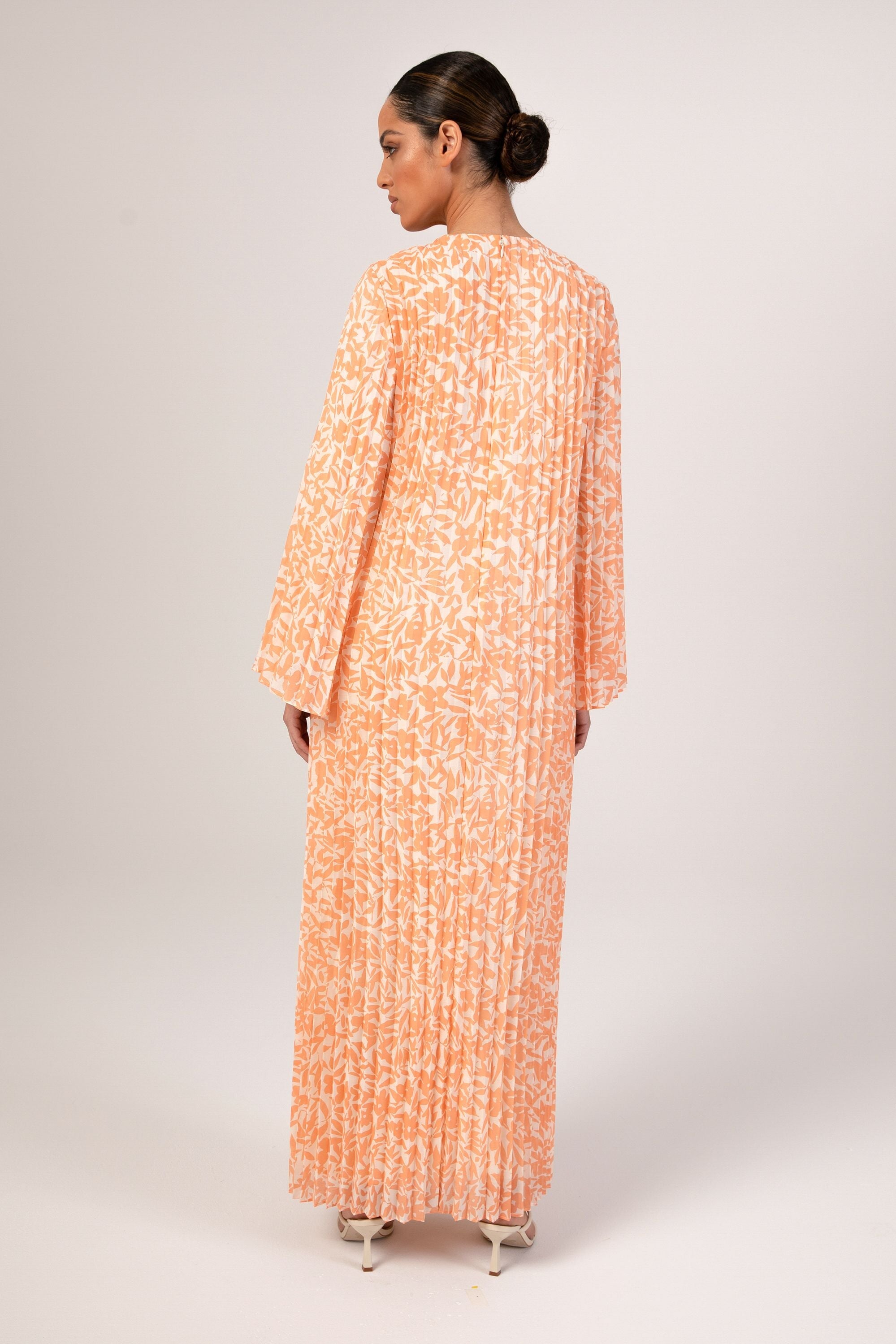 Pleated Printed Shift Maxi Dress - Canyon Sunset Veiled Collection 