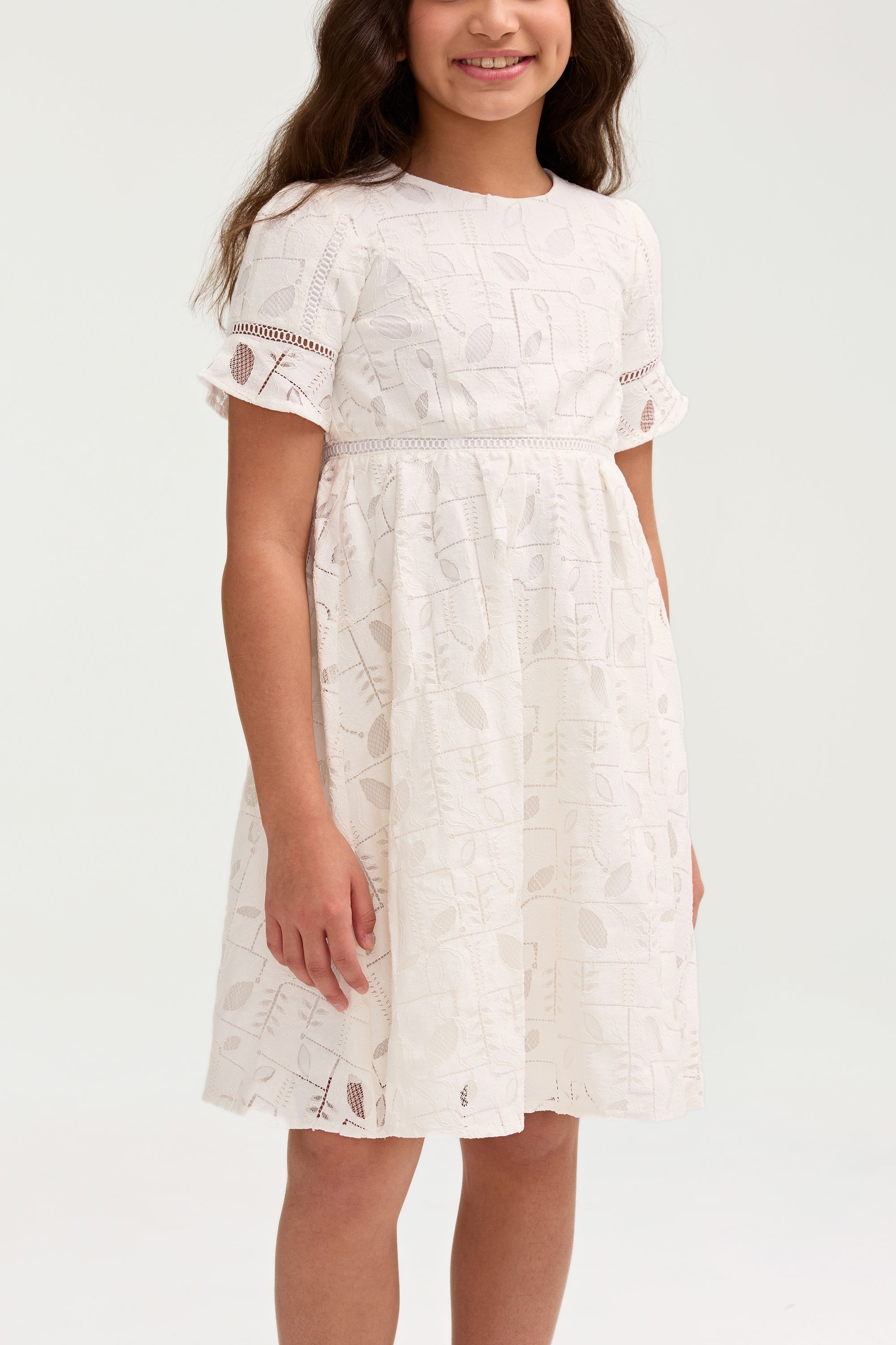 Rayaa White Lace Dress (Girls) Clothing Veiled 