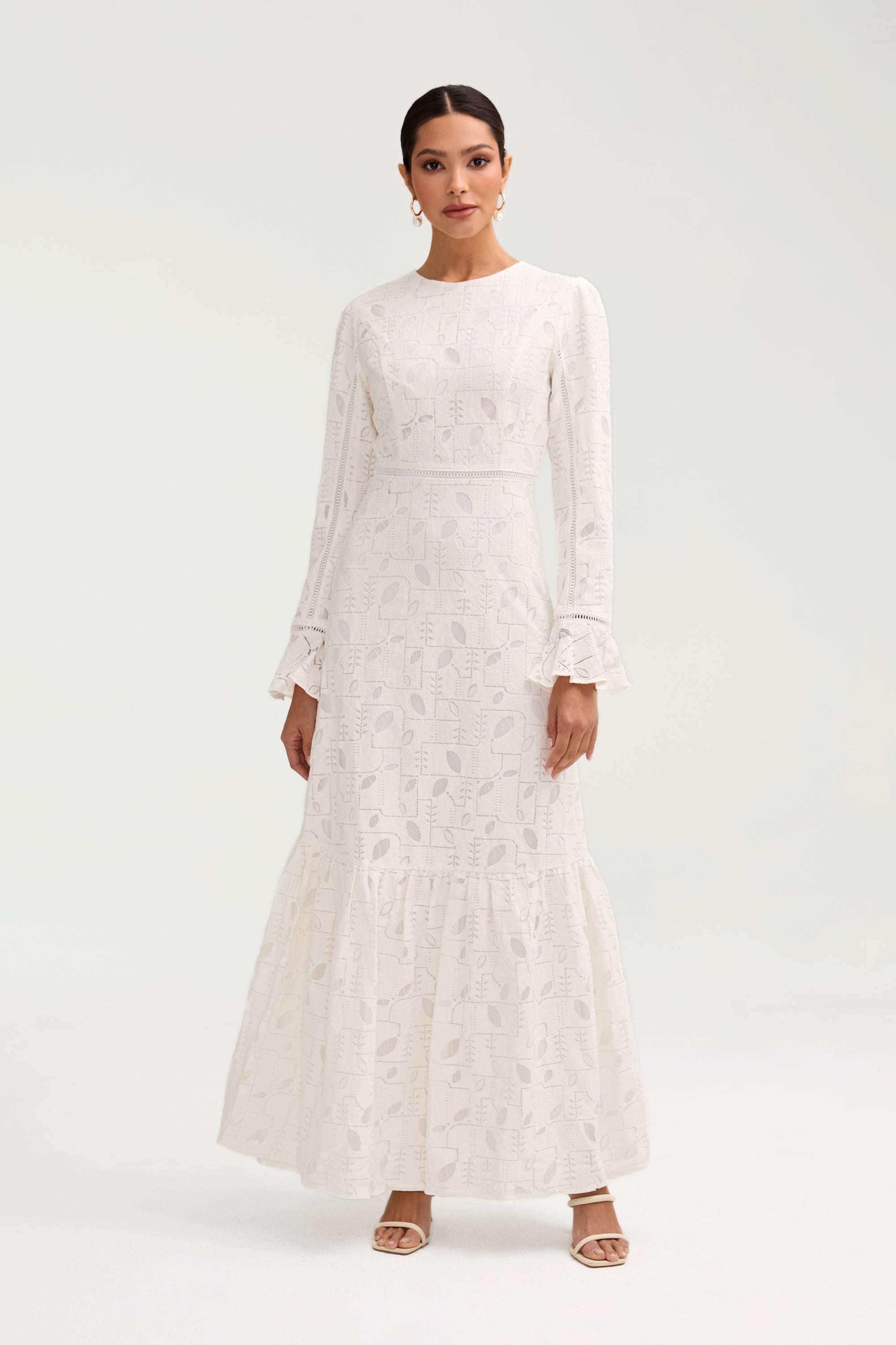 Rayaa White Lace Maxi Dress Clothing Veiled 