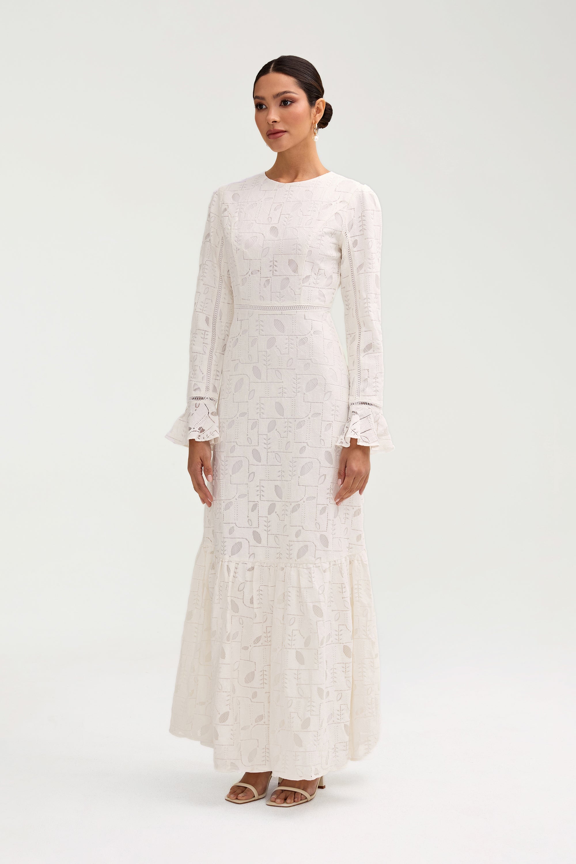 Rayaa White Lace Maxi Dress Clothing Veiled 