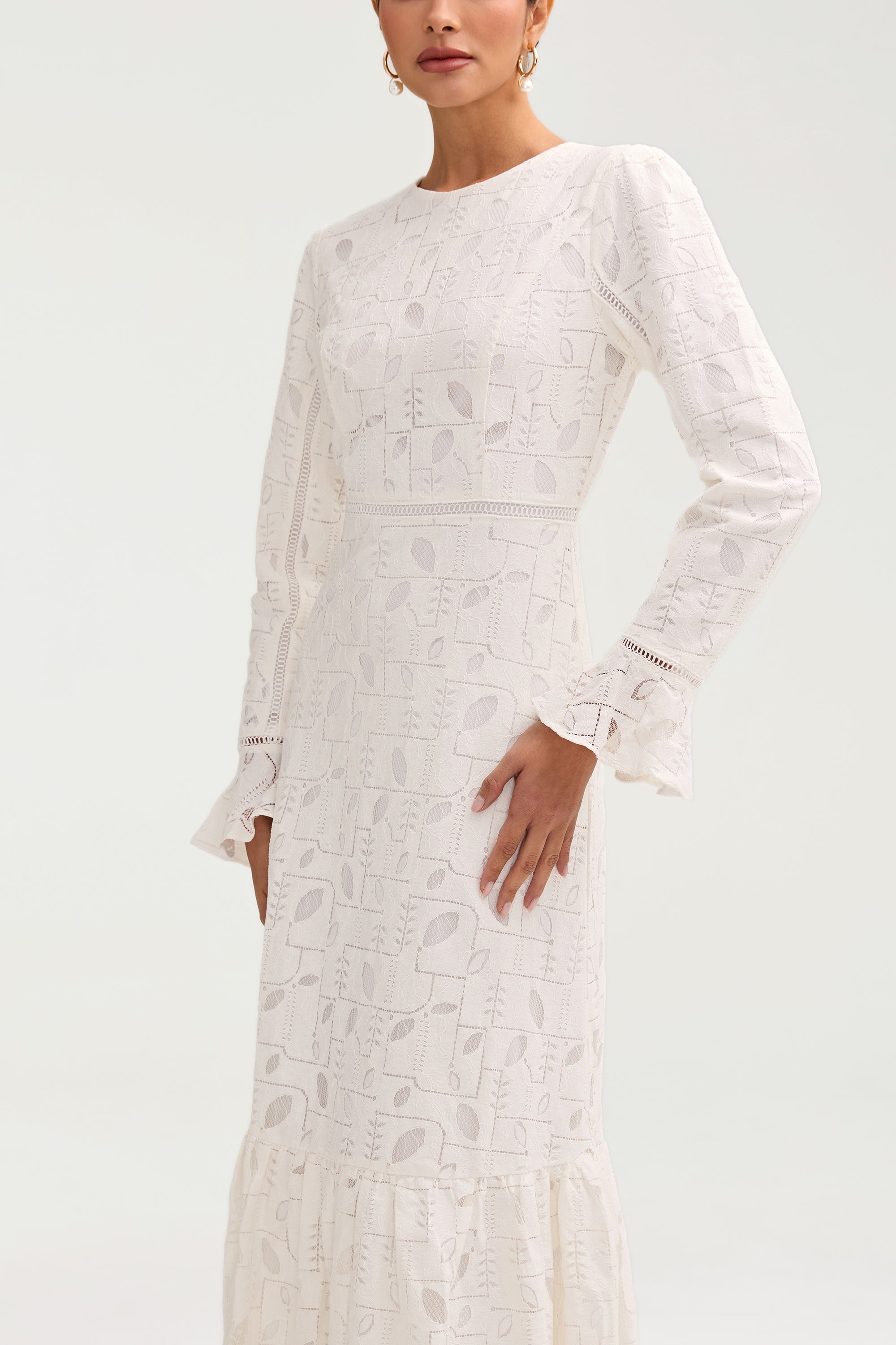 Rayaa White Lace Maxi Dress Clothing Veiled 