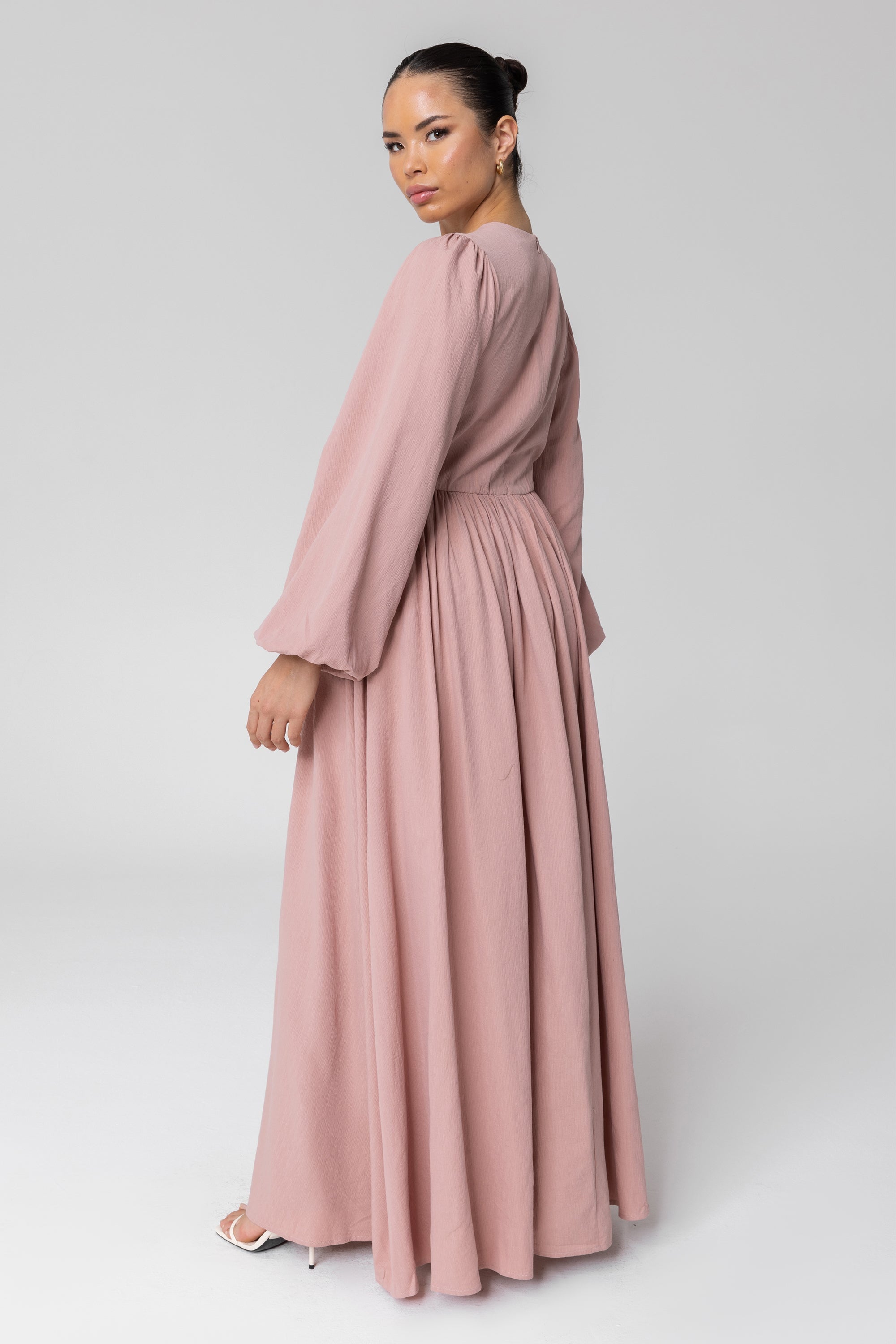 Rola Flowy A-Line Maxi Dress - Dusty Pink Veiled Collection 