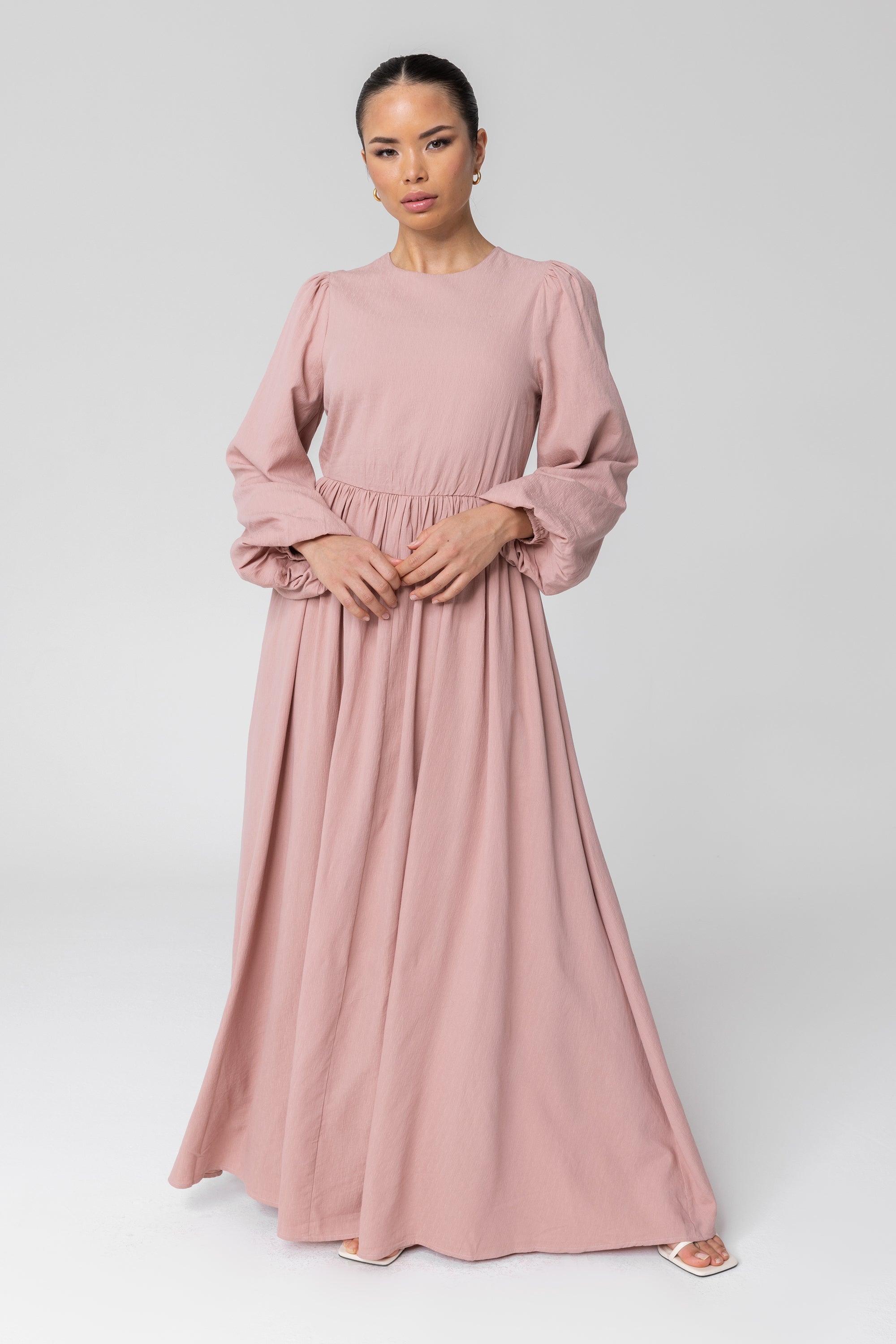 Rola Flowy A-Line Maxi Dress - Dusty Pink Veiled Collection 