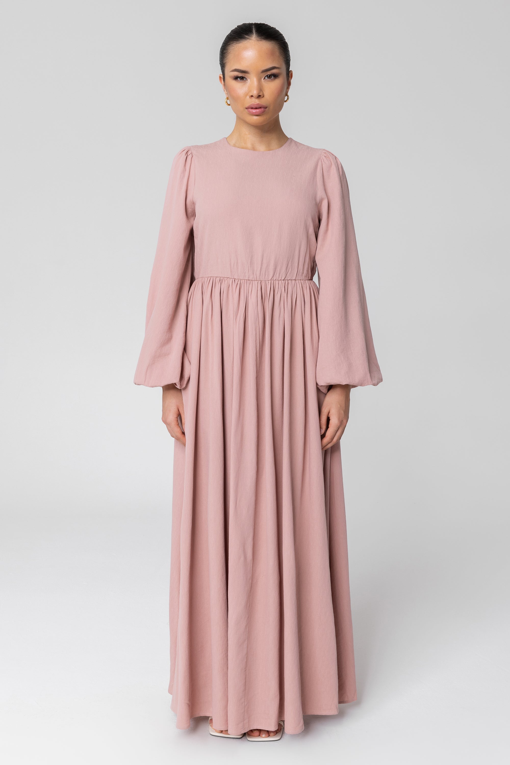 Rola Flowy A-Line Maxi Dress - Dusty Pink Veiled Collection 