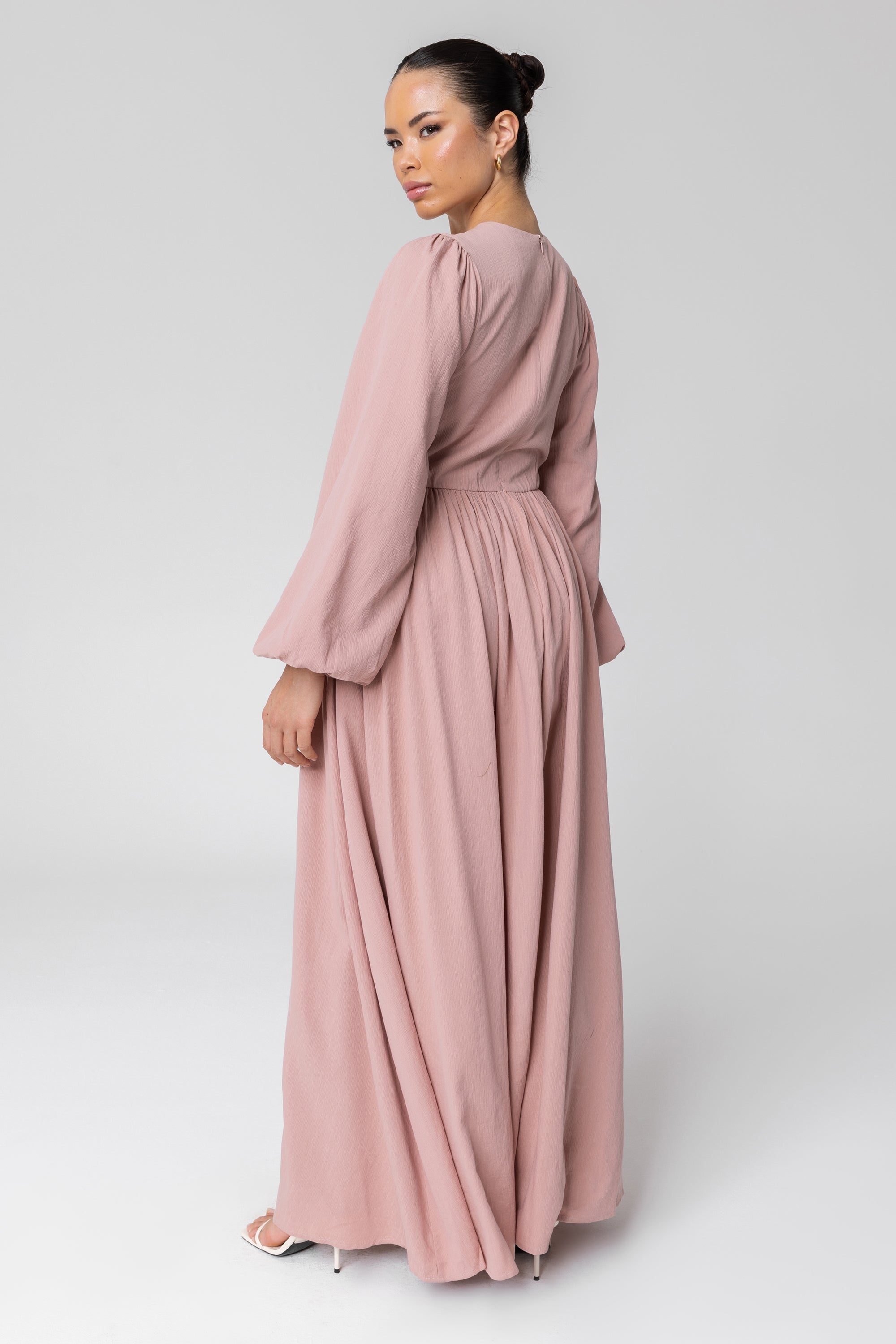 Rola Flowy A-Line Maxi Dress - Dusty Pink Veiled Collection 