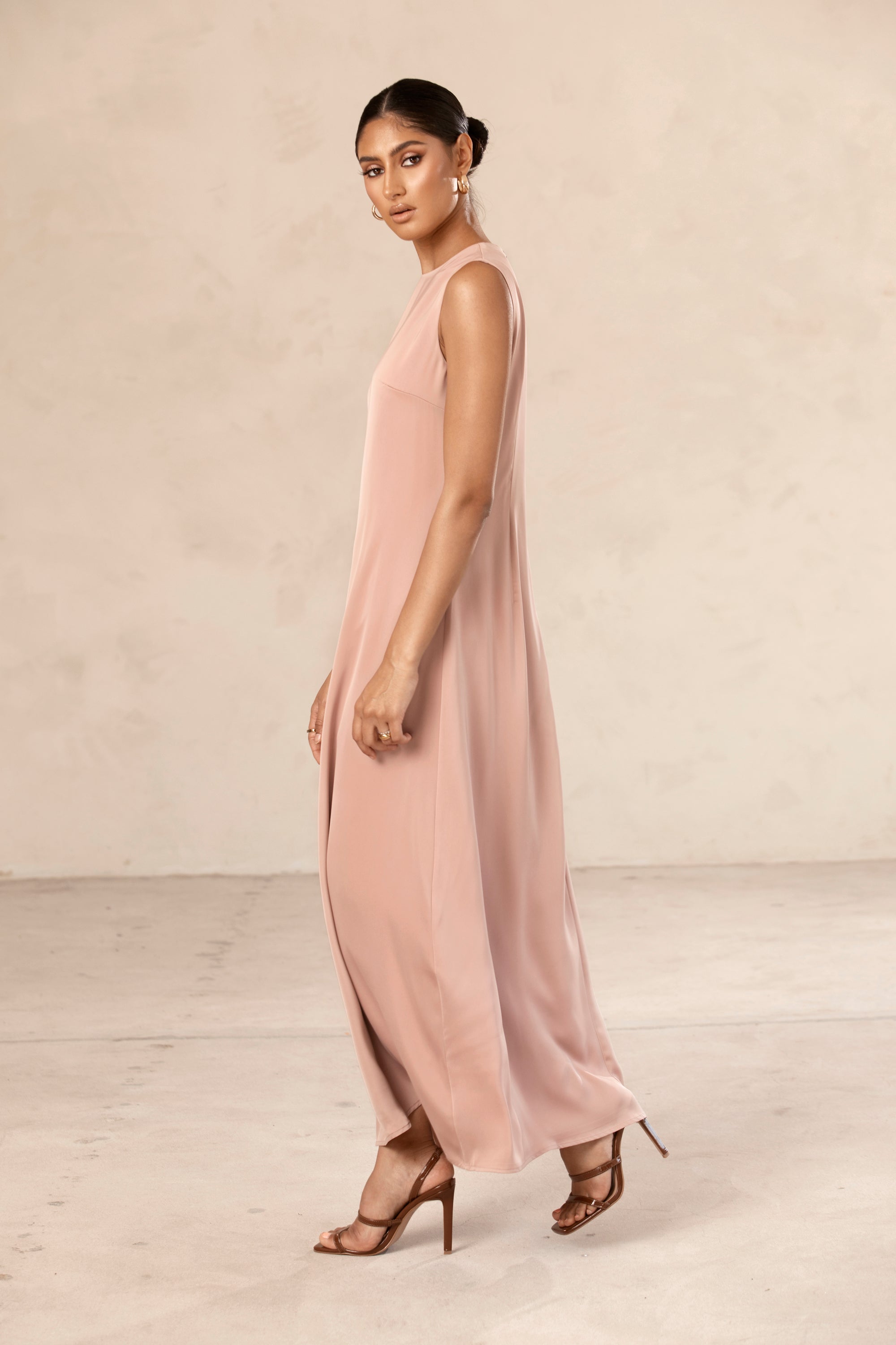 Sadia Sleeveless Maxi Dress & Skirt Set - Dusty Rose Veiled Collection 