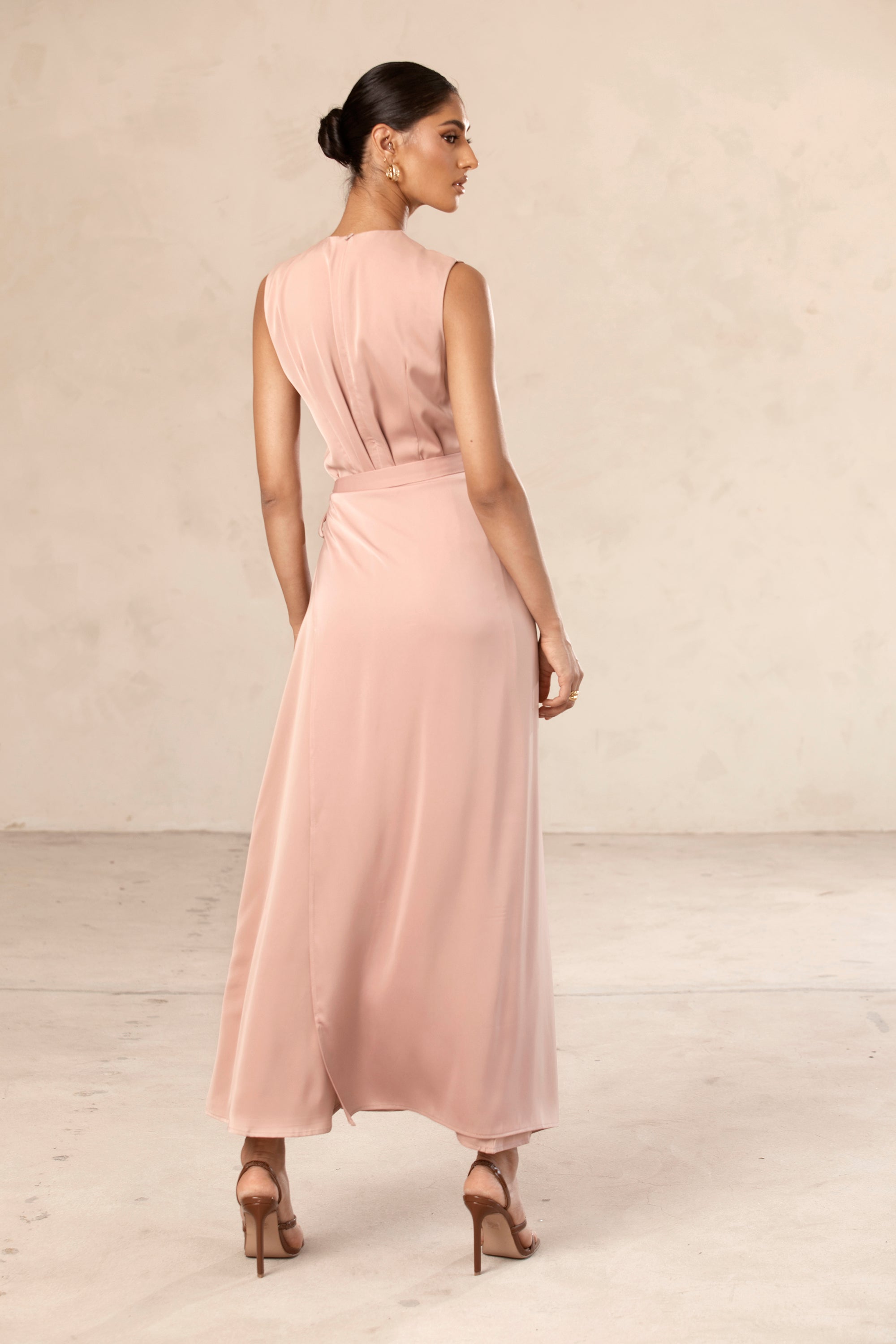 Sadia Sleeveless Maxi Dress & Skirt Set - Dusty Rose Veiled Collection 