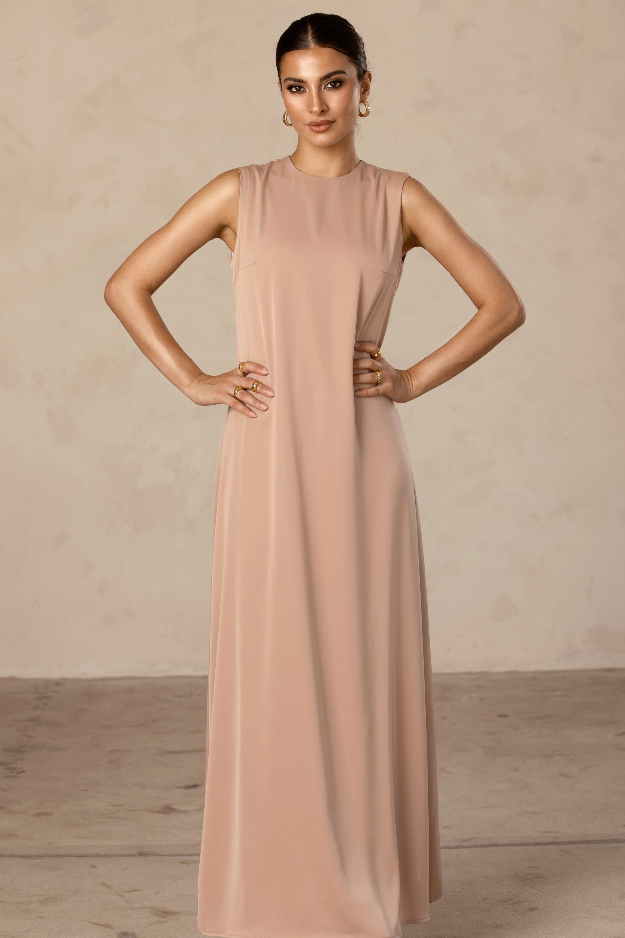 Sadia Sleeveless Maxi Dress & Skirt Set - Mink Veiled Collection 