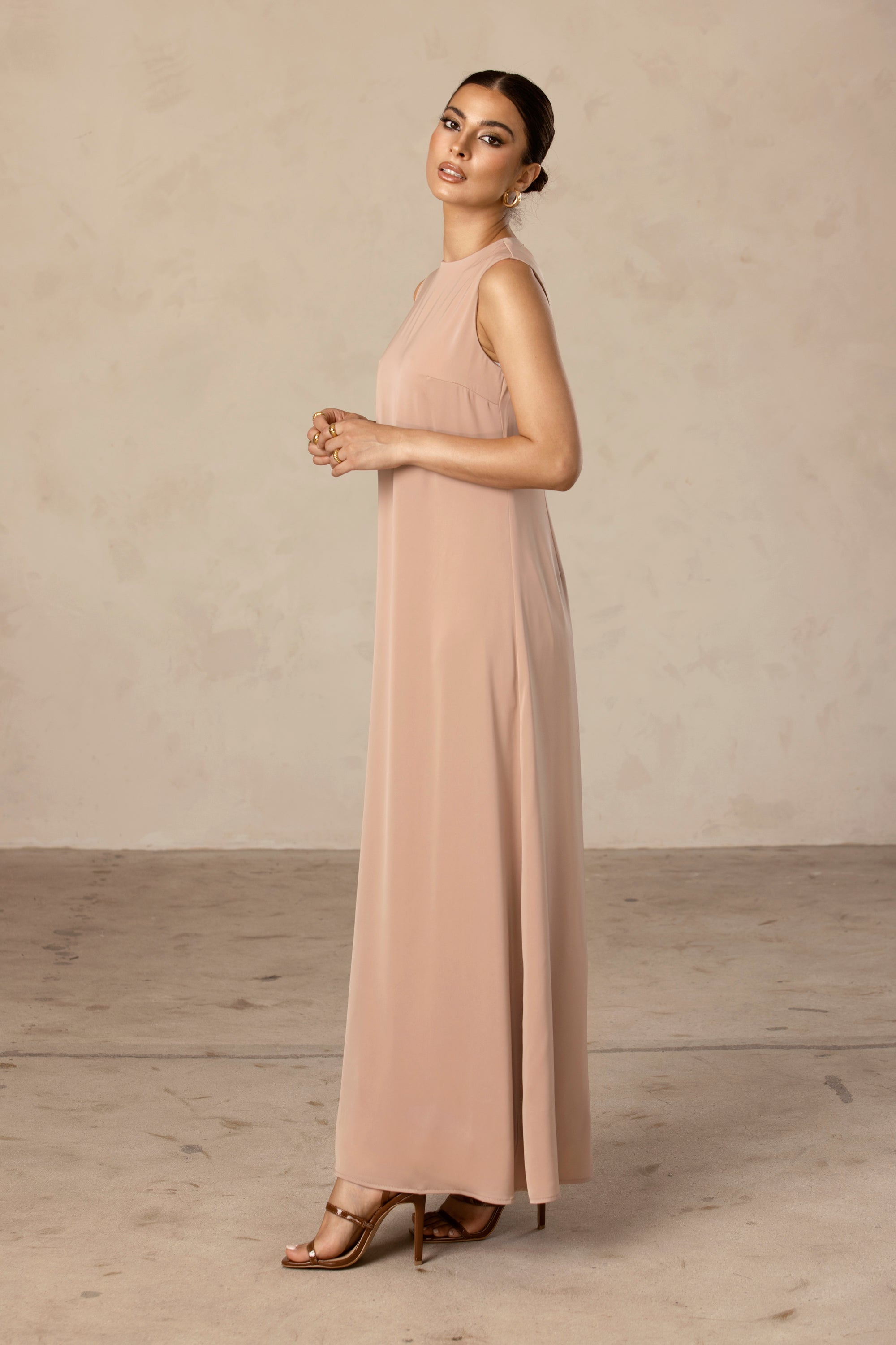 Sadia Sleeveless Maxi Dress & Skirt Set - Mink Veiled Collection 