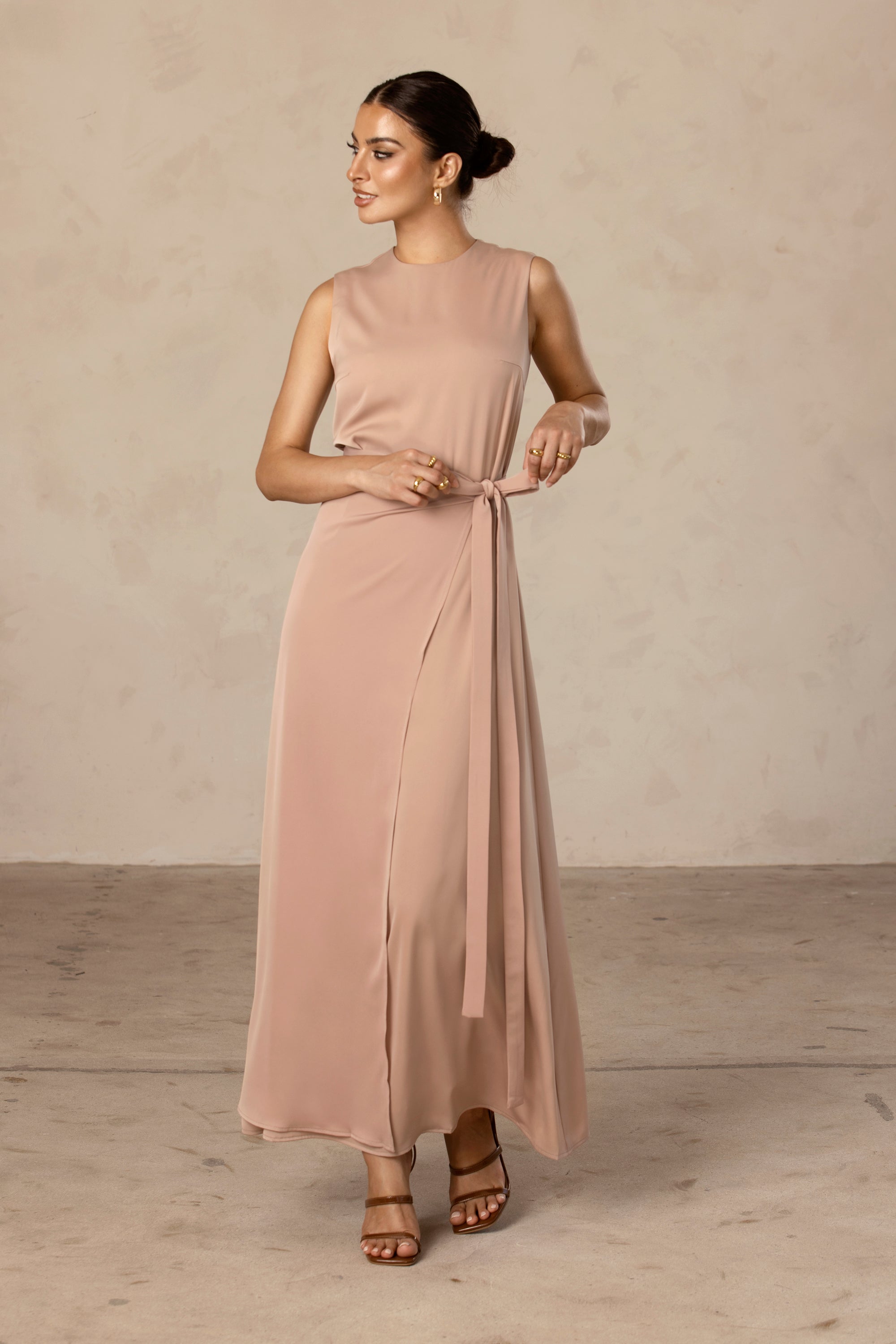 Sadia Sleeveless Maxi Dress & Skirt Set - Mink Veiled Collection 