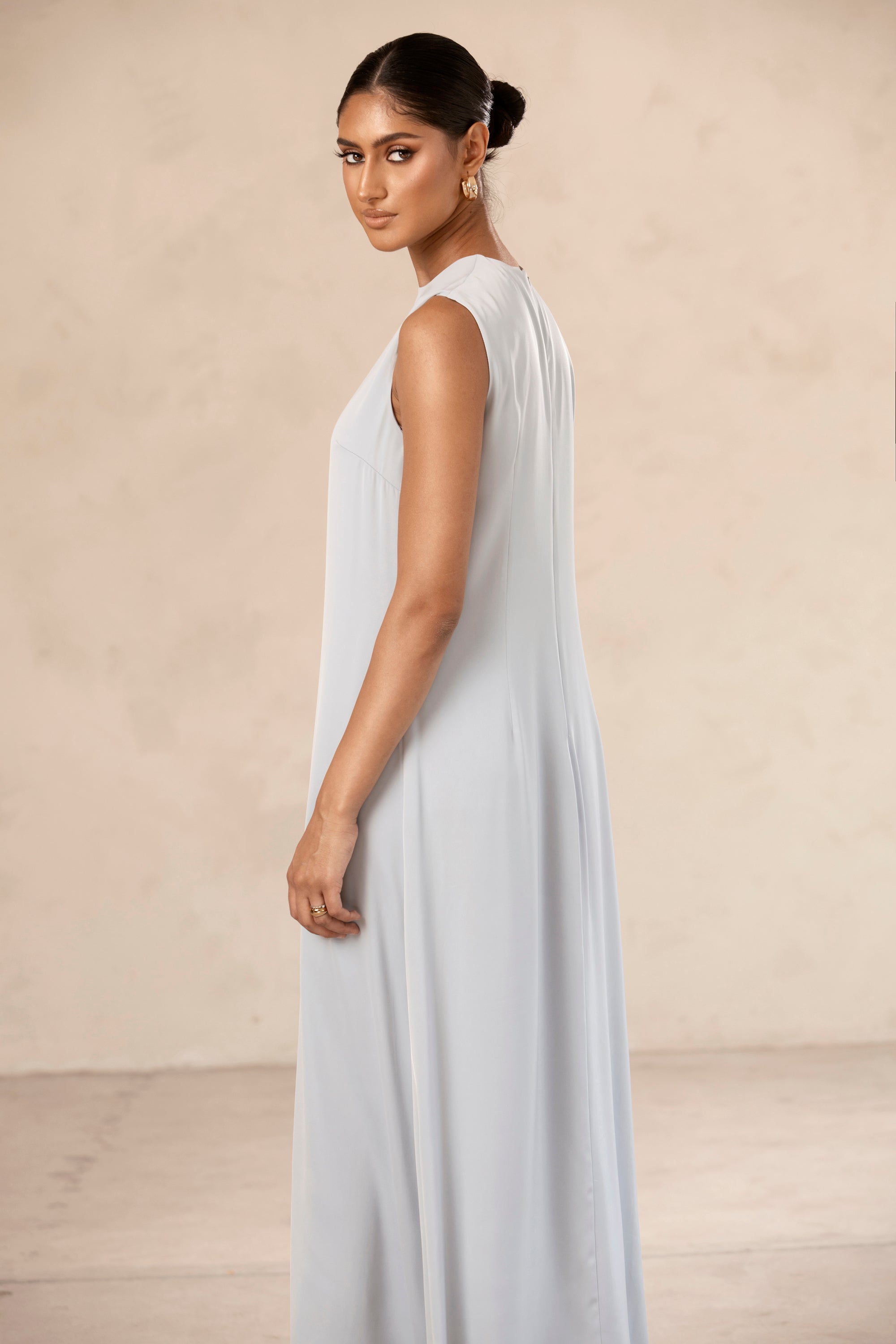 Sadia Sleeveless Maxi Dress & Skirt Set - Powder Blue Veiled Collection 