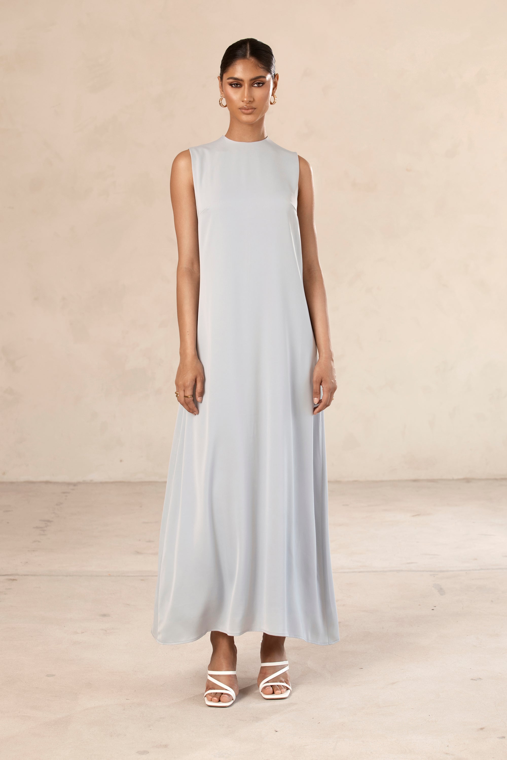 Sadia Sleeveless Maxi Dress & Skirt Set - Powder Blue Veiled Collection 