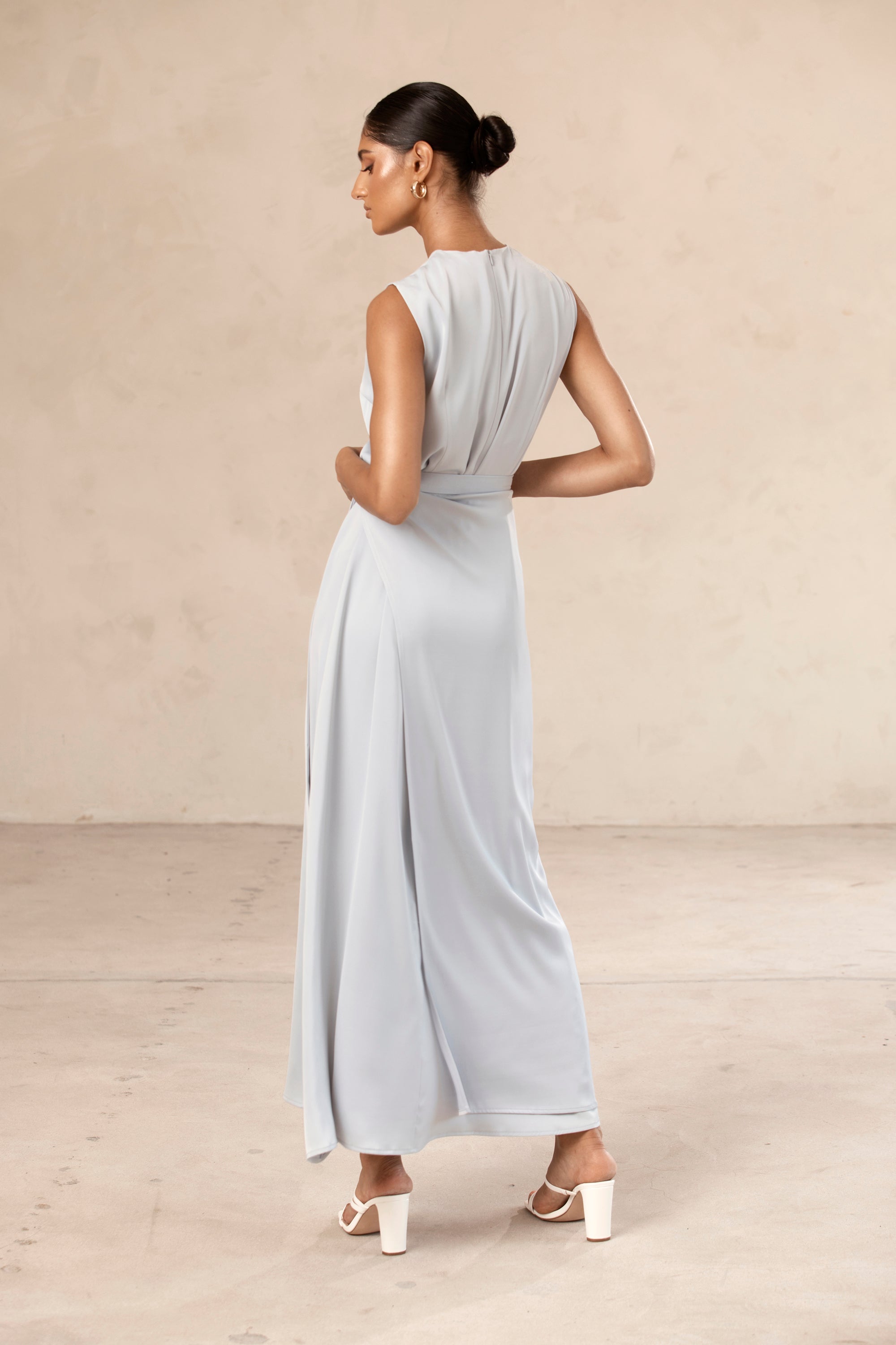 Sadia Sleeveless Maxi Dress & Skirt Set - Powder Blue Veiled Collection 