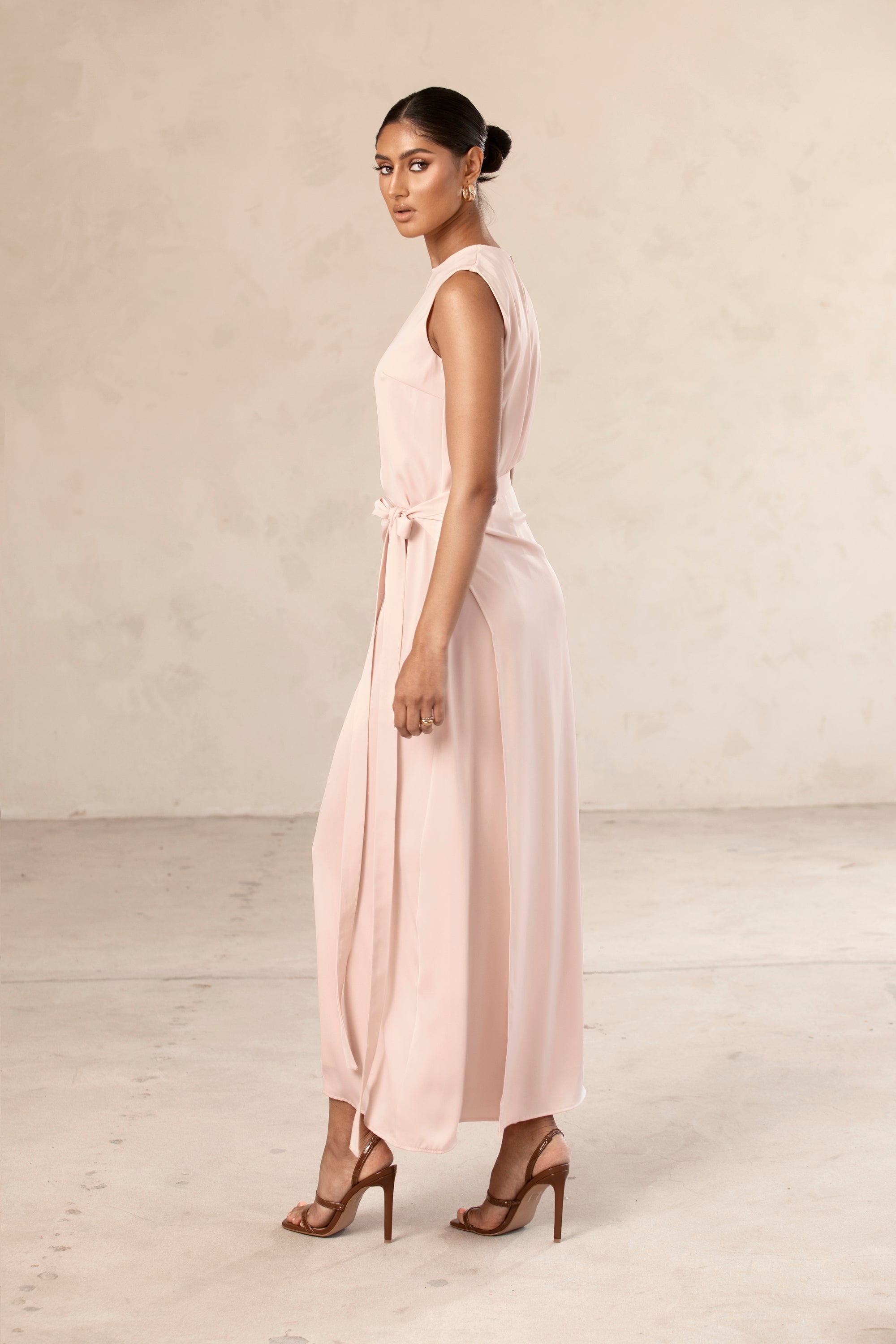 Sadia Sleeveless Maxi Dress & Skirt Set - Powder Pink Veiled Collection 