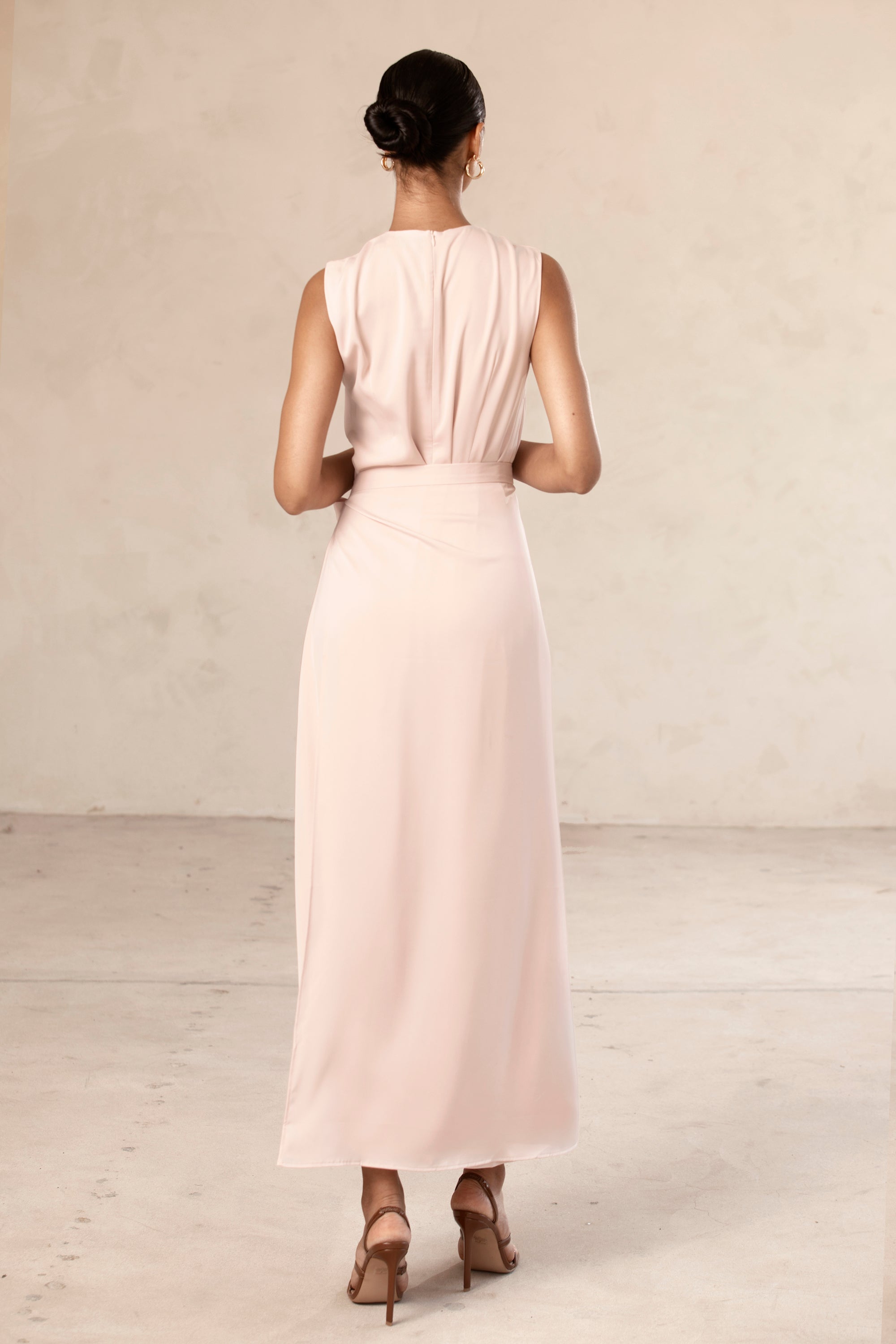 Sadia Sleeveless Maxi Dress & Skirt Set - Powder Pink Veiled Collection 