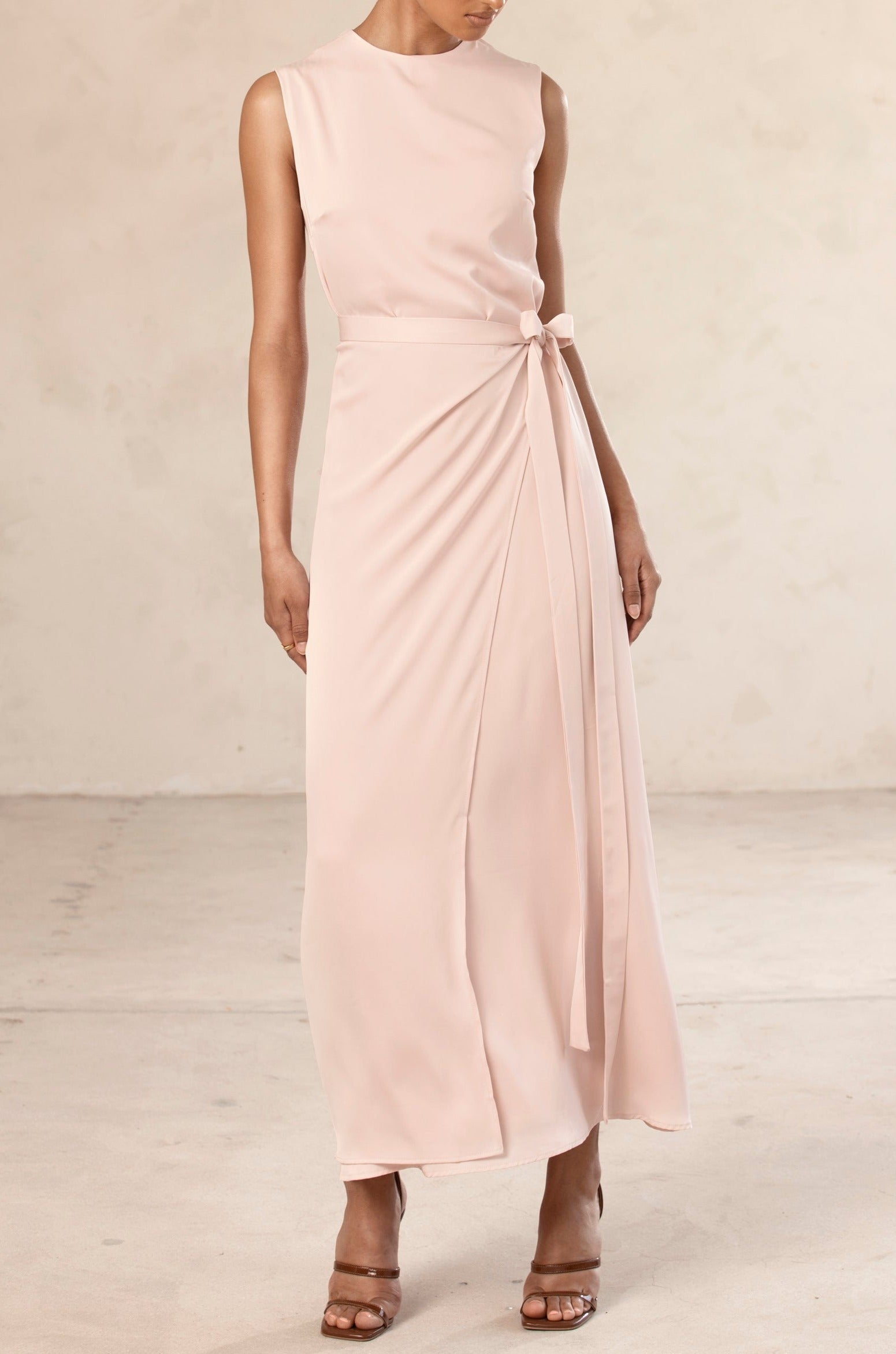 Sadia Sleeveless Maxi Dress & Skirt Set - Powder Pink Veiled Collection 