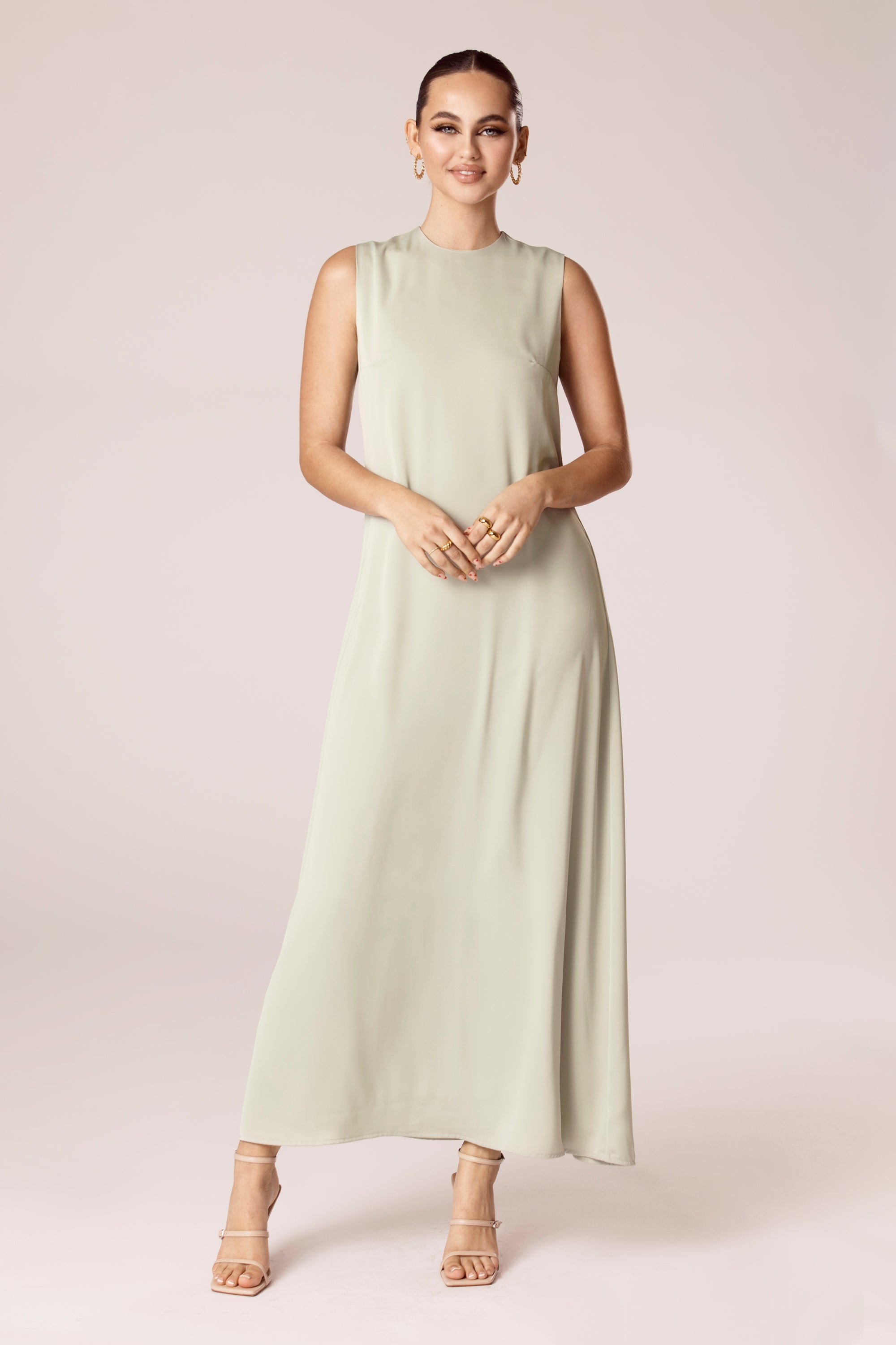 Sadia Sleeveless Maxi Dress & Skirt Set - Sage Veiled Collection 