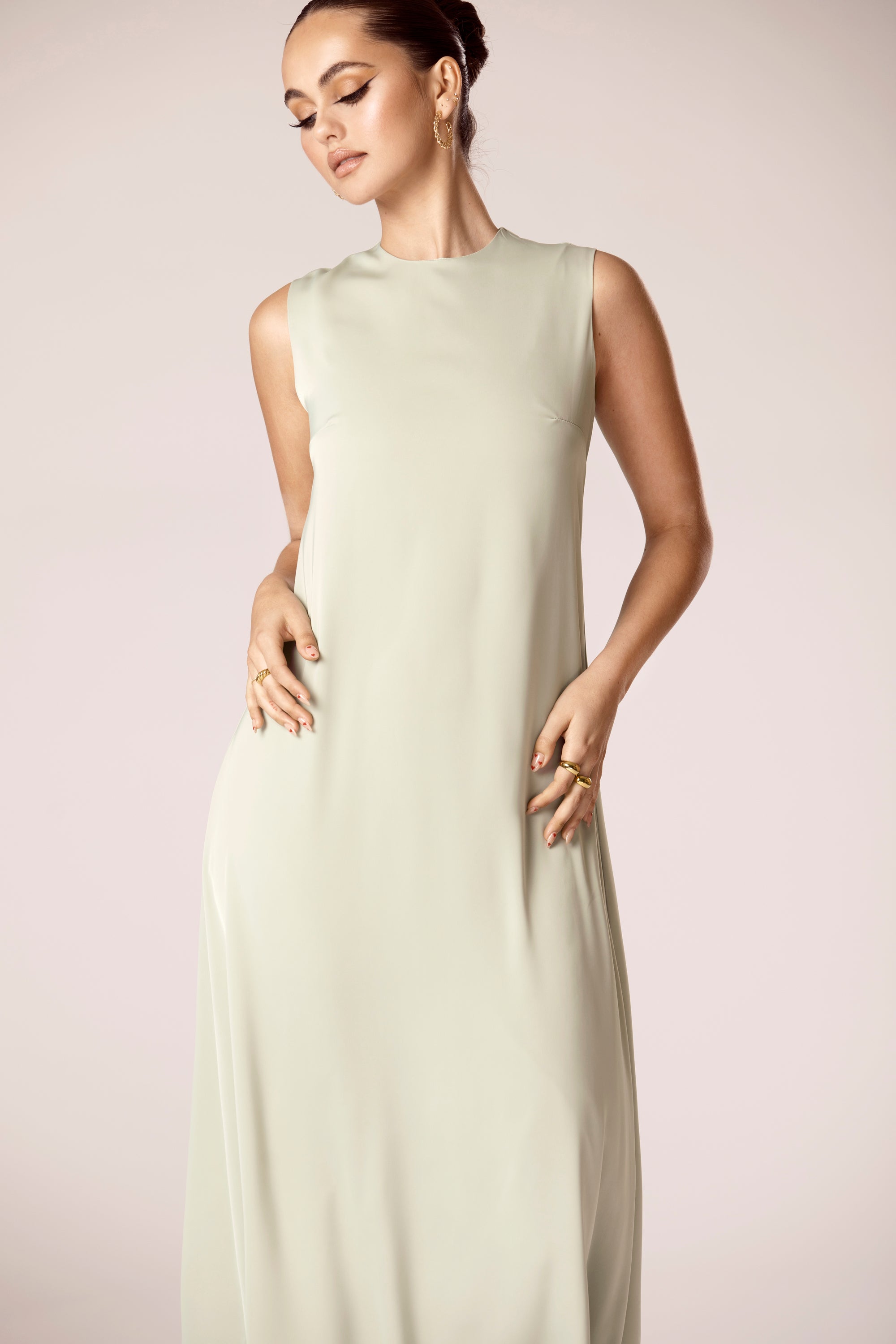 Sadia Sleeveless Maxi Dress & Skirt Set - Sage Veiled Collection 