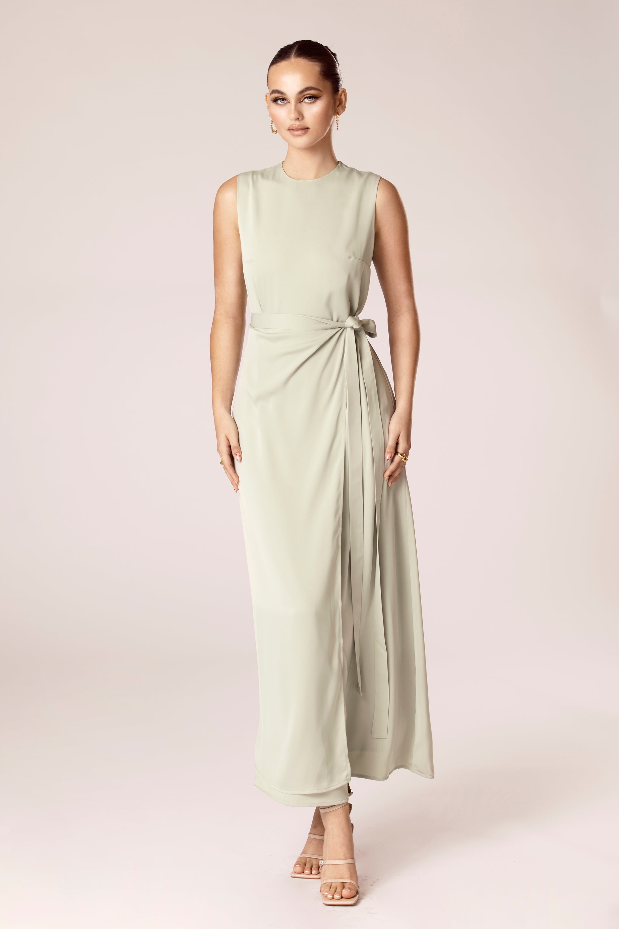 Sadia Sleeveless Maxi Dress & Skirt Set - Sage Veiled Collection 