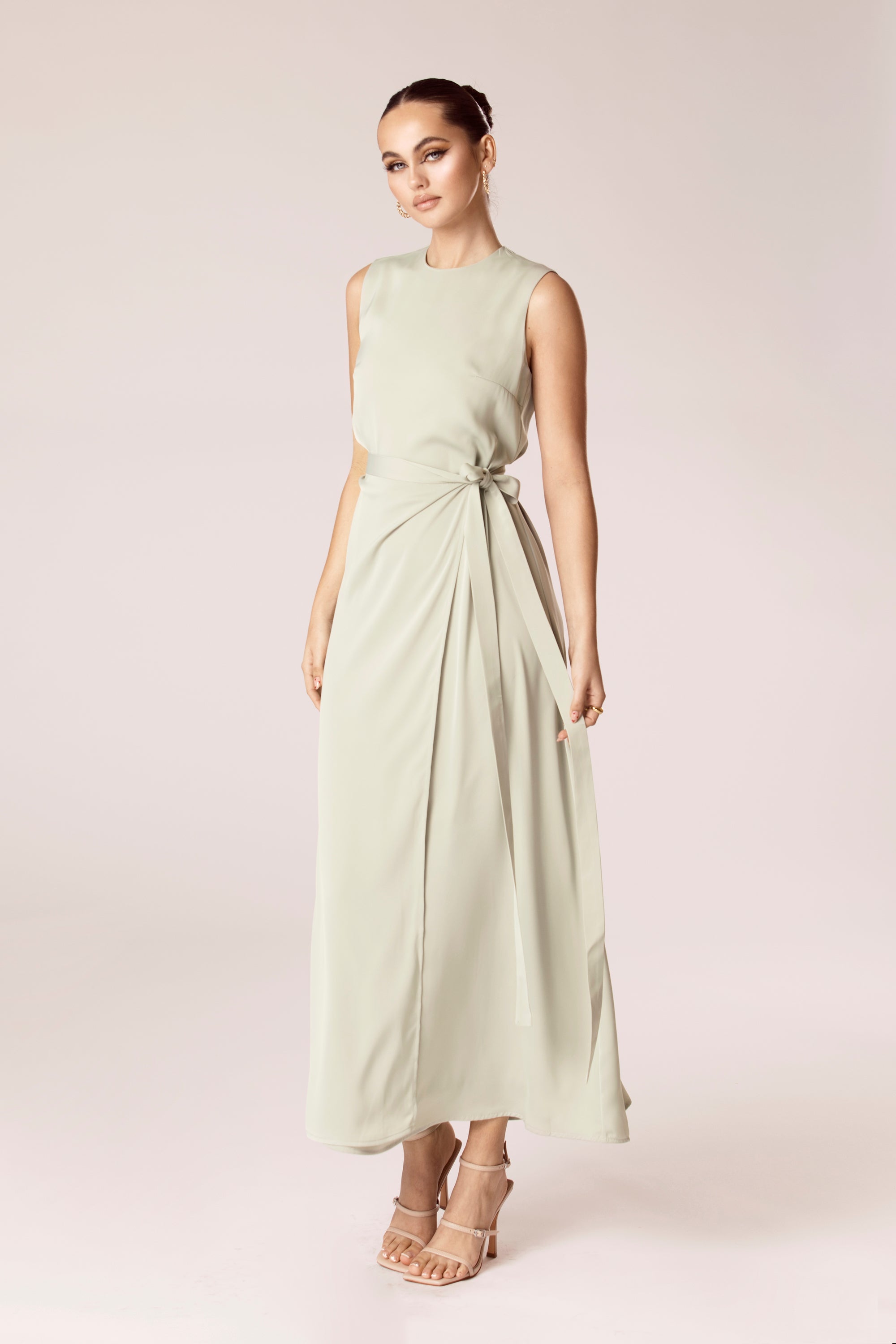 Sadia Sleeveless Maxi Dress & Skirt Set - Sage Veiled Collection 