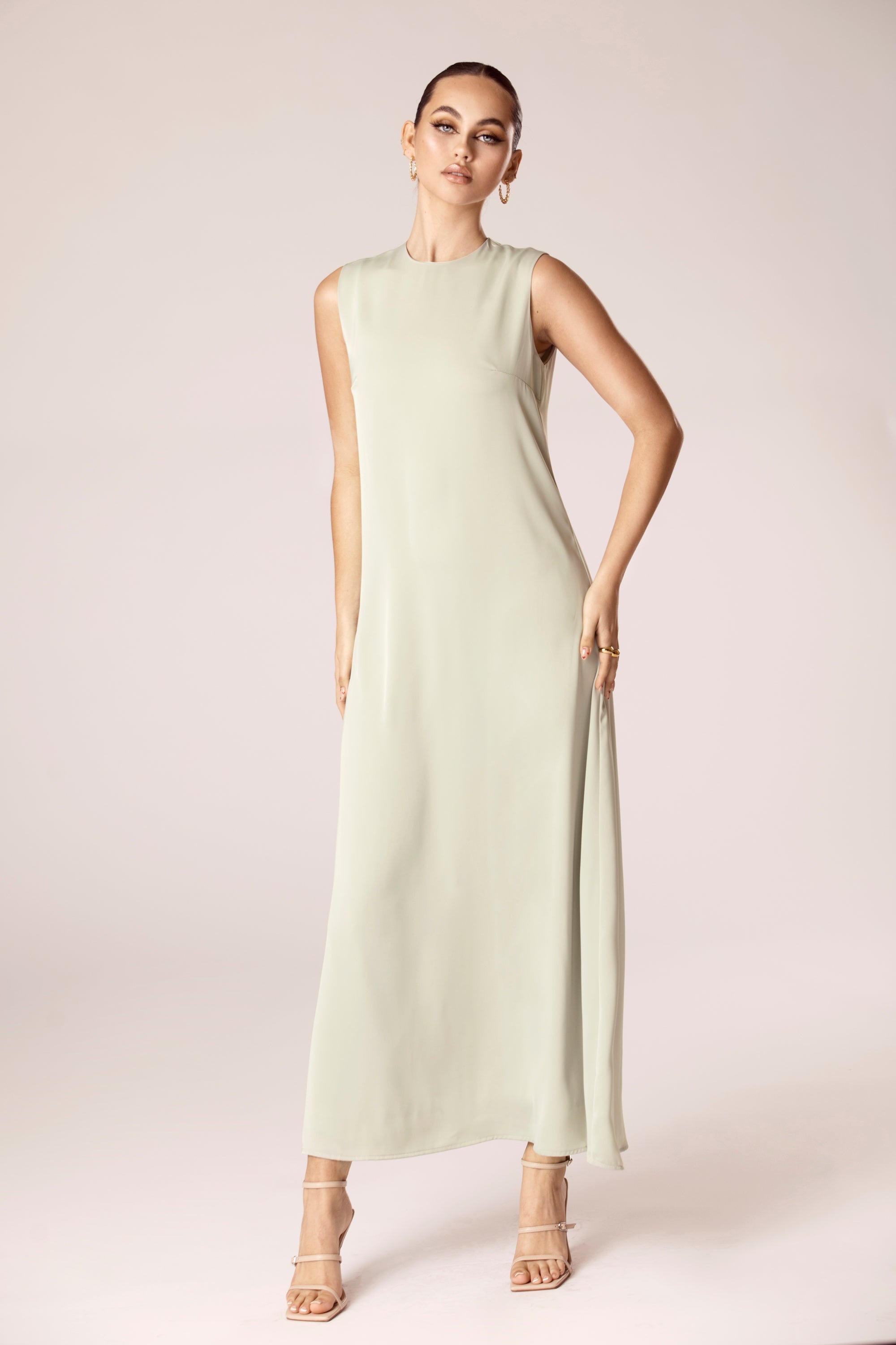 Sadia Sleeveless Maxi Dress & Skirt Set - Sage Veiled Collection 