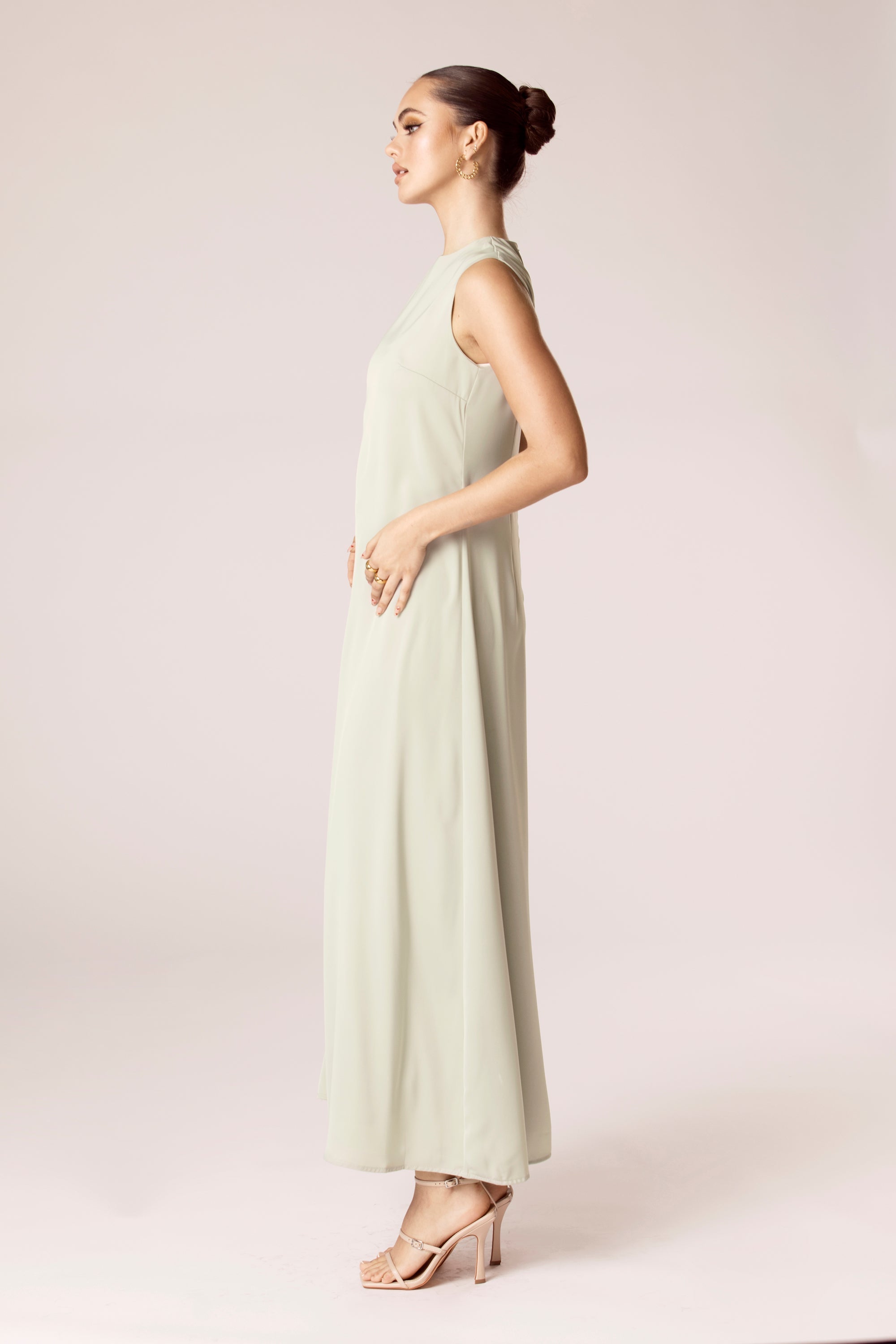 Sadia Sleeveless Maxi Dress & Skirt Set - Sage Veiled Collection 