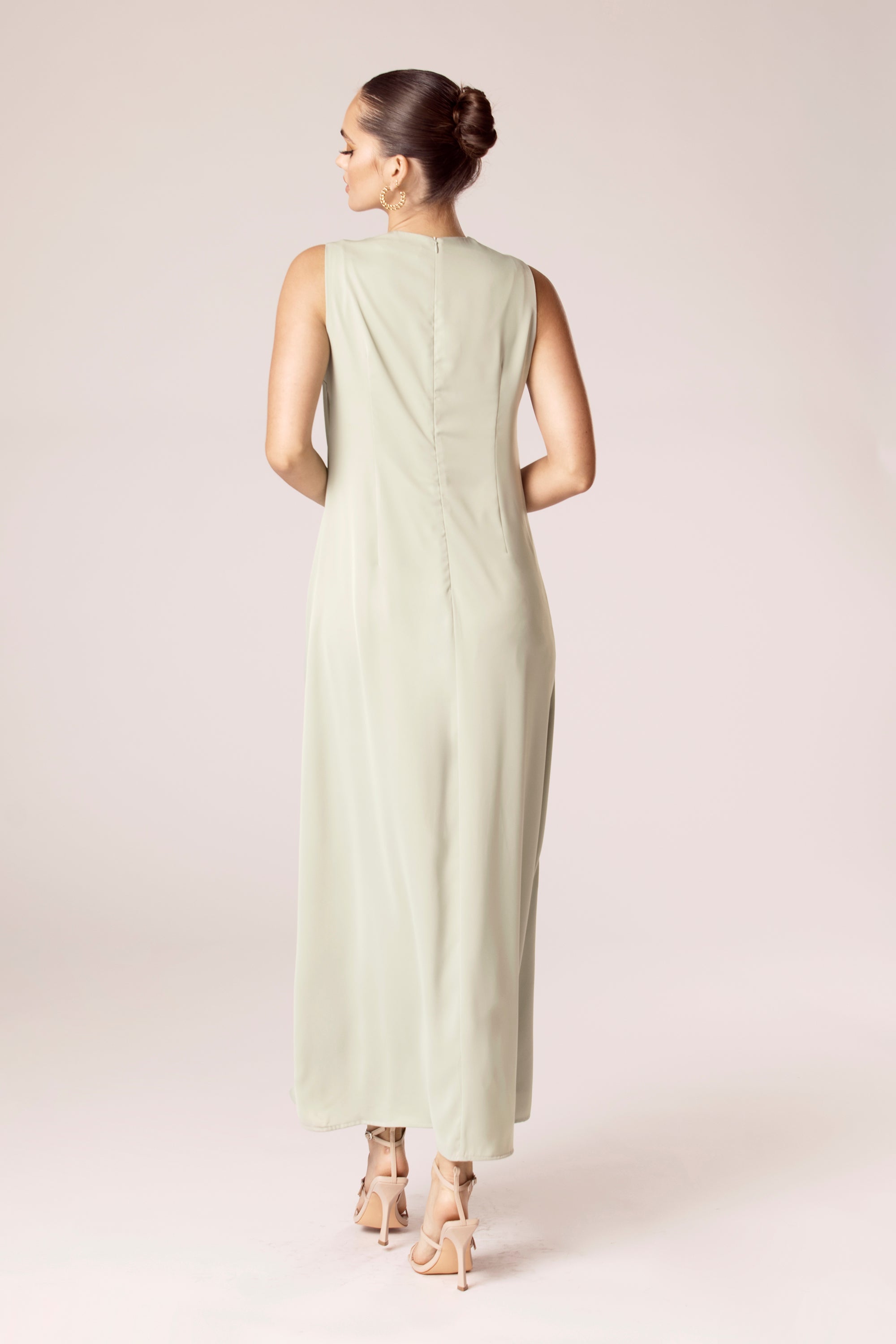 Sadia Sleeveless Maxi Dress & Skirt Set - Sage Veiled Collection 