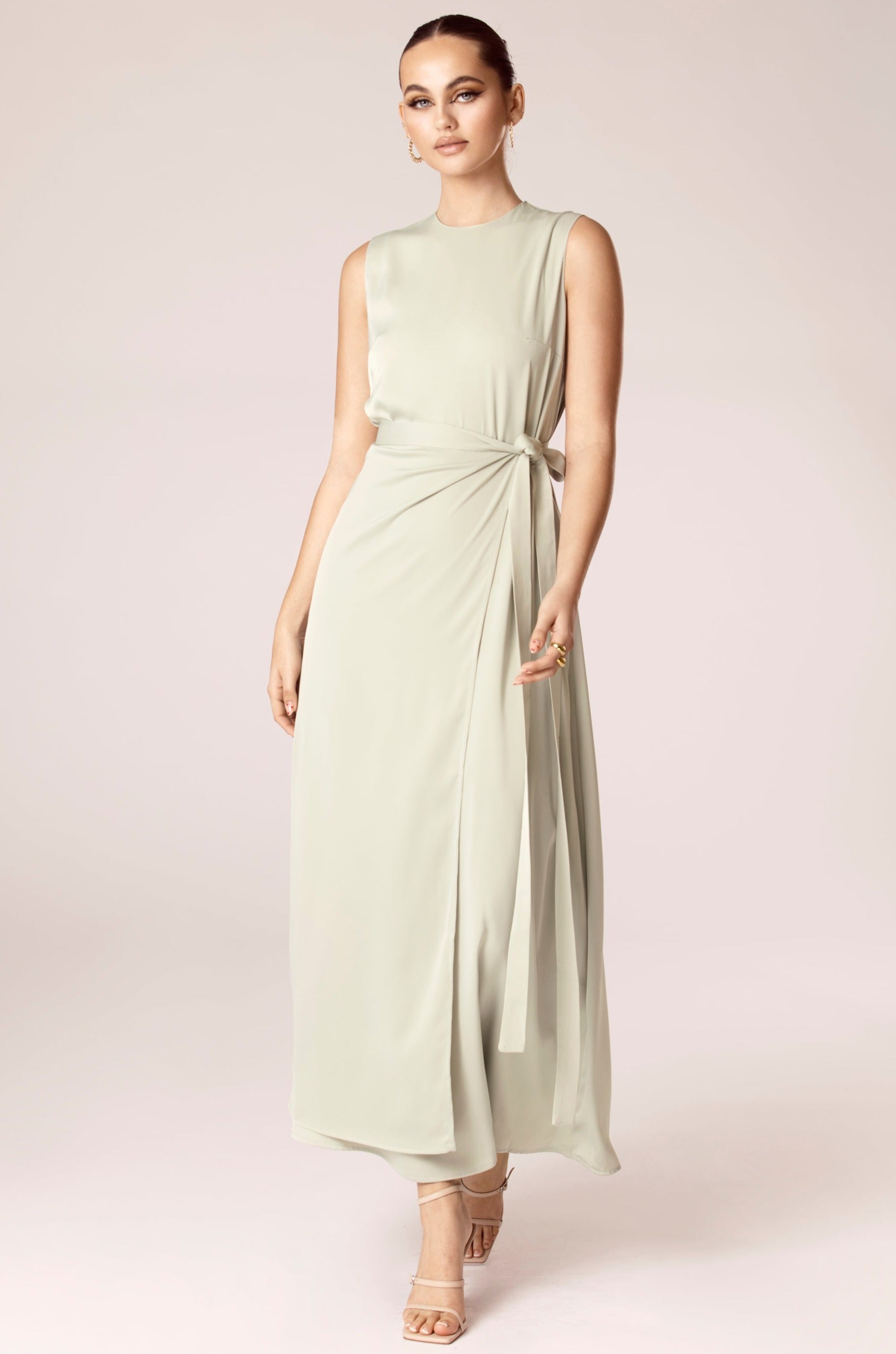 Sadia Sleeveless Maxi Dress & Skirt Set - Sage Veiled Collection 