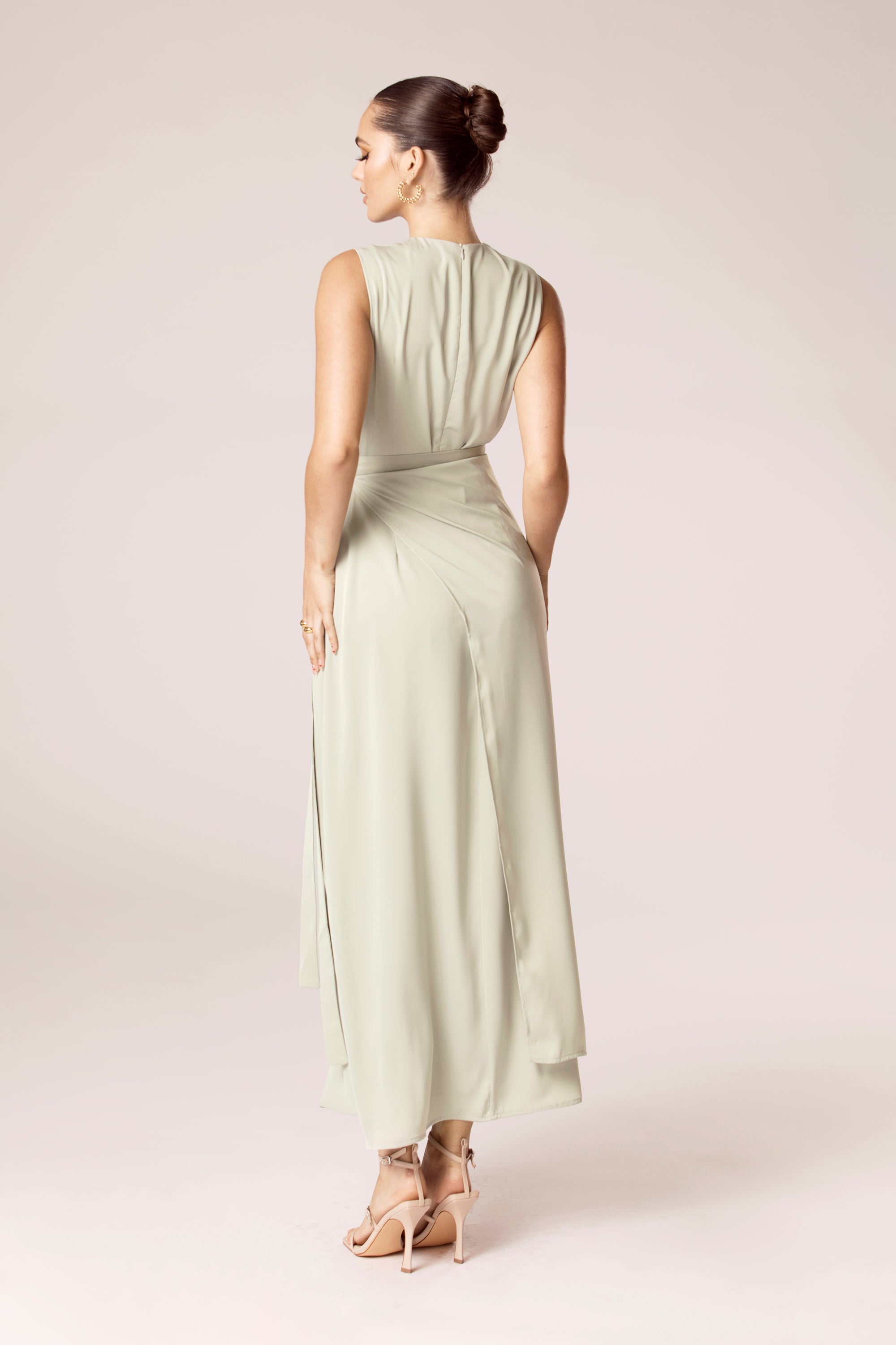 Sadia Sleeveless Maxi Dress & Skirt Set - Sage Veiled Collection 