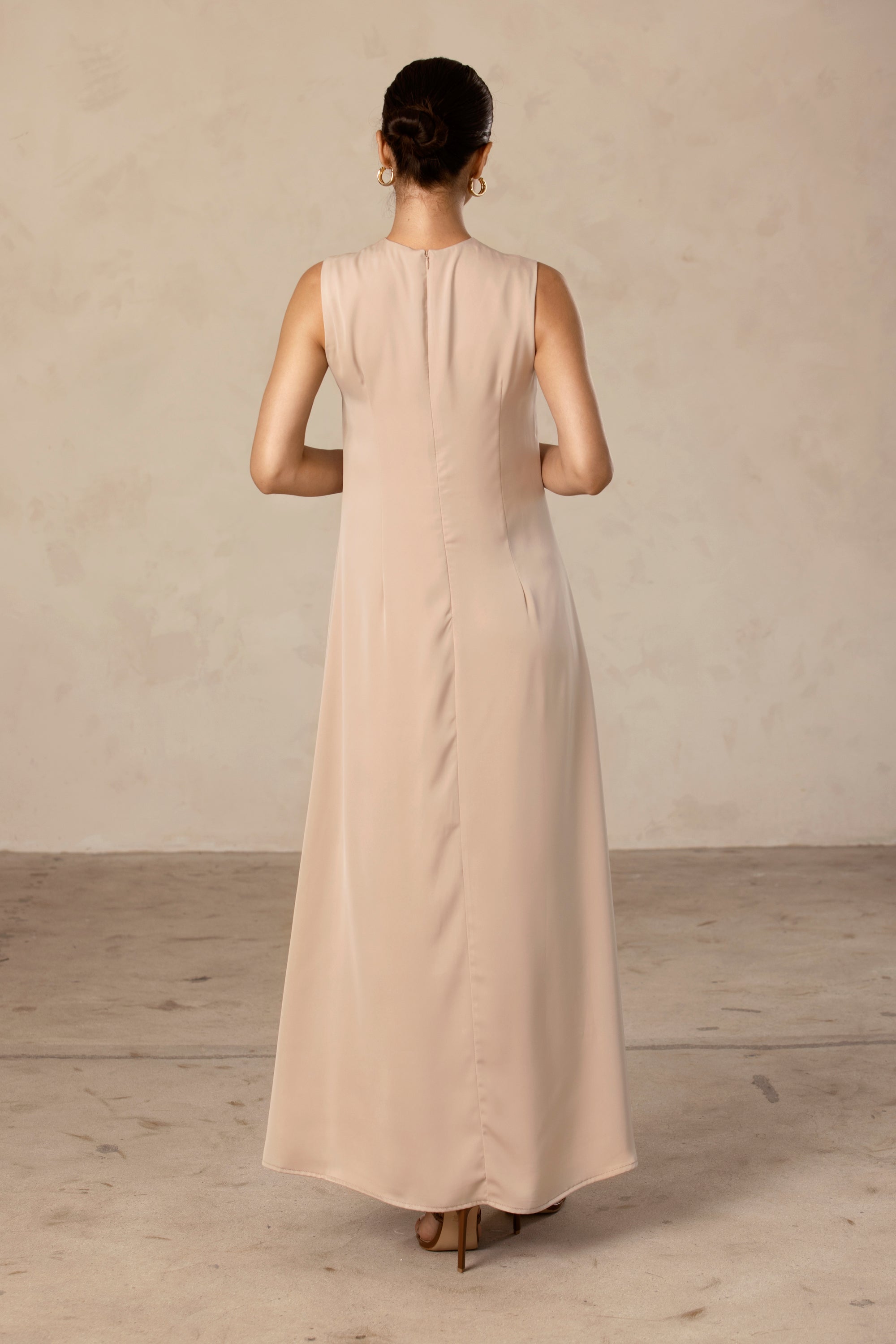 Sadia Sleeveless Maxi Dress & Skirt Set - Taupe Veiled Collection 