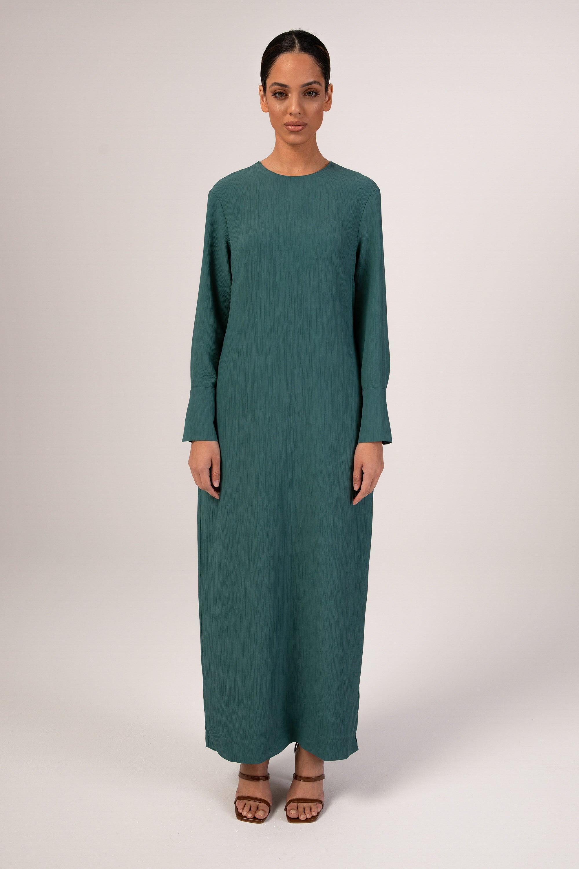 Sajda Textured Maxi Dress - Teal Veiled 