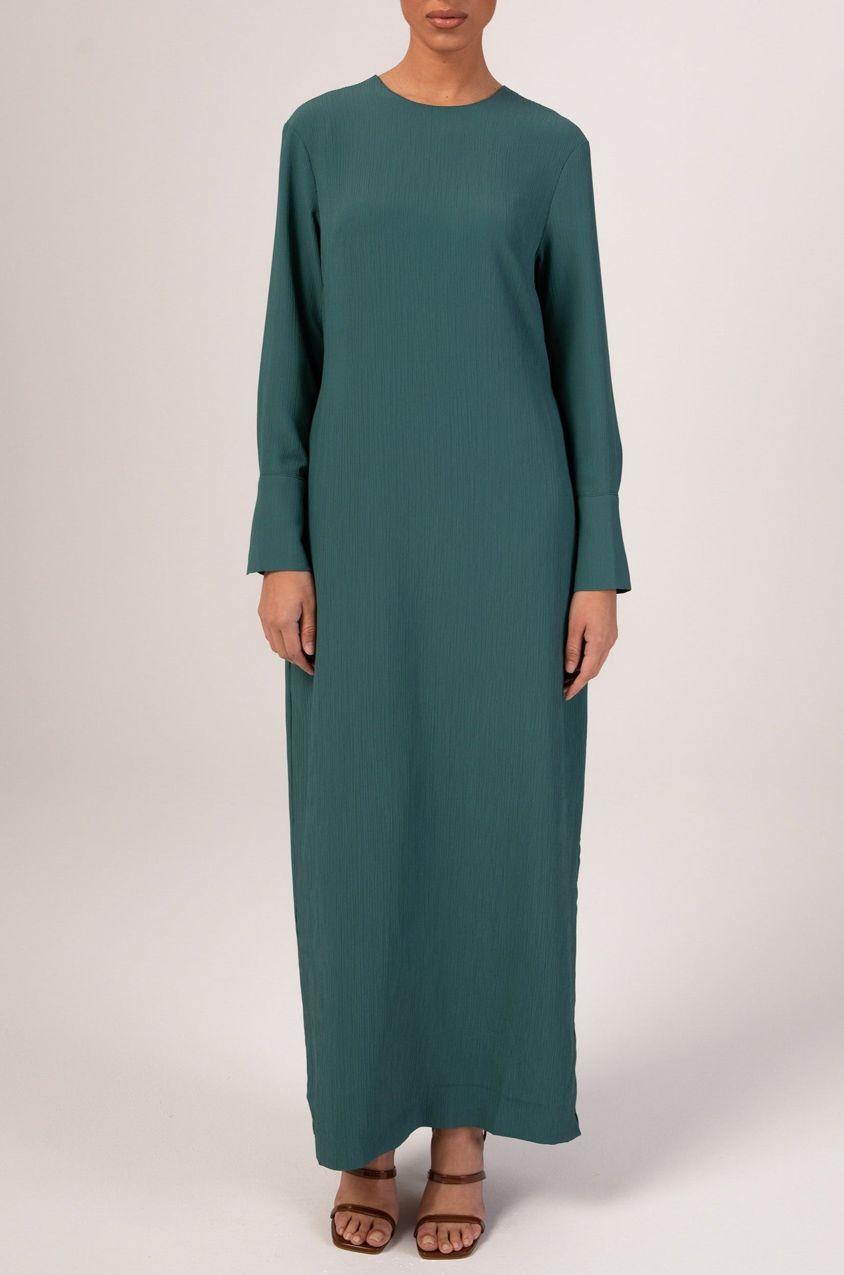 Sajda Textured Maxi Dress - Teal Veiled 