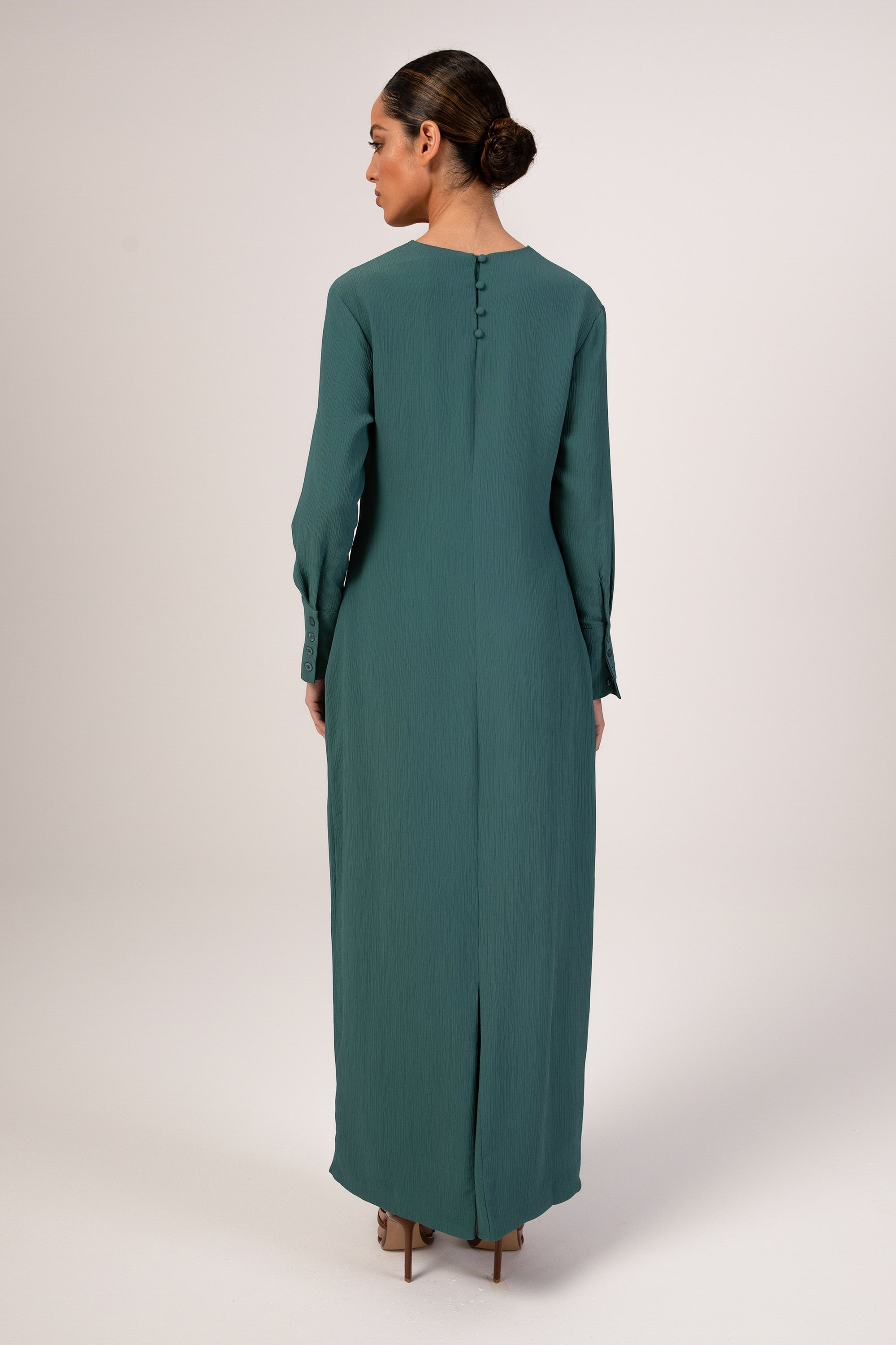 Sajda Textured Maxi Dress - Teal Veiled 