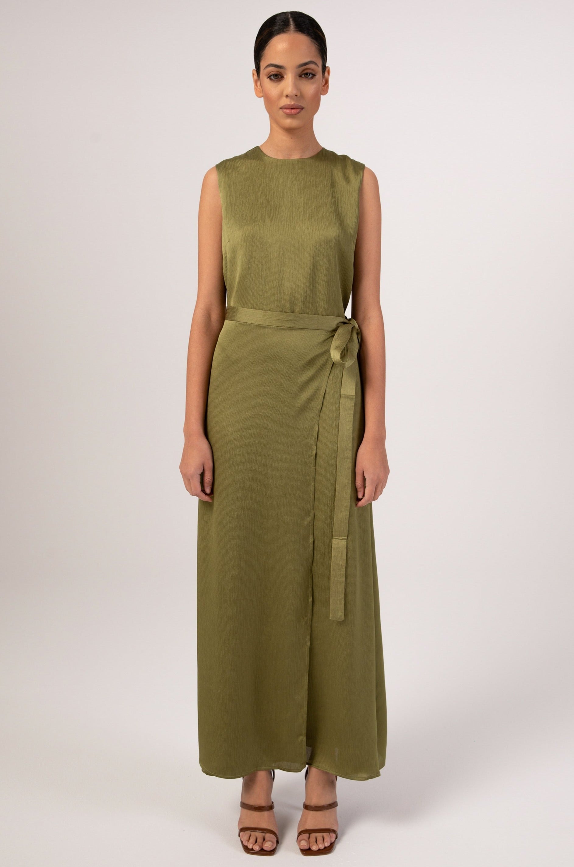 Salma Sleeveless Maxi Dress & Skirt Set - Avocado Veiled 