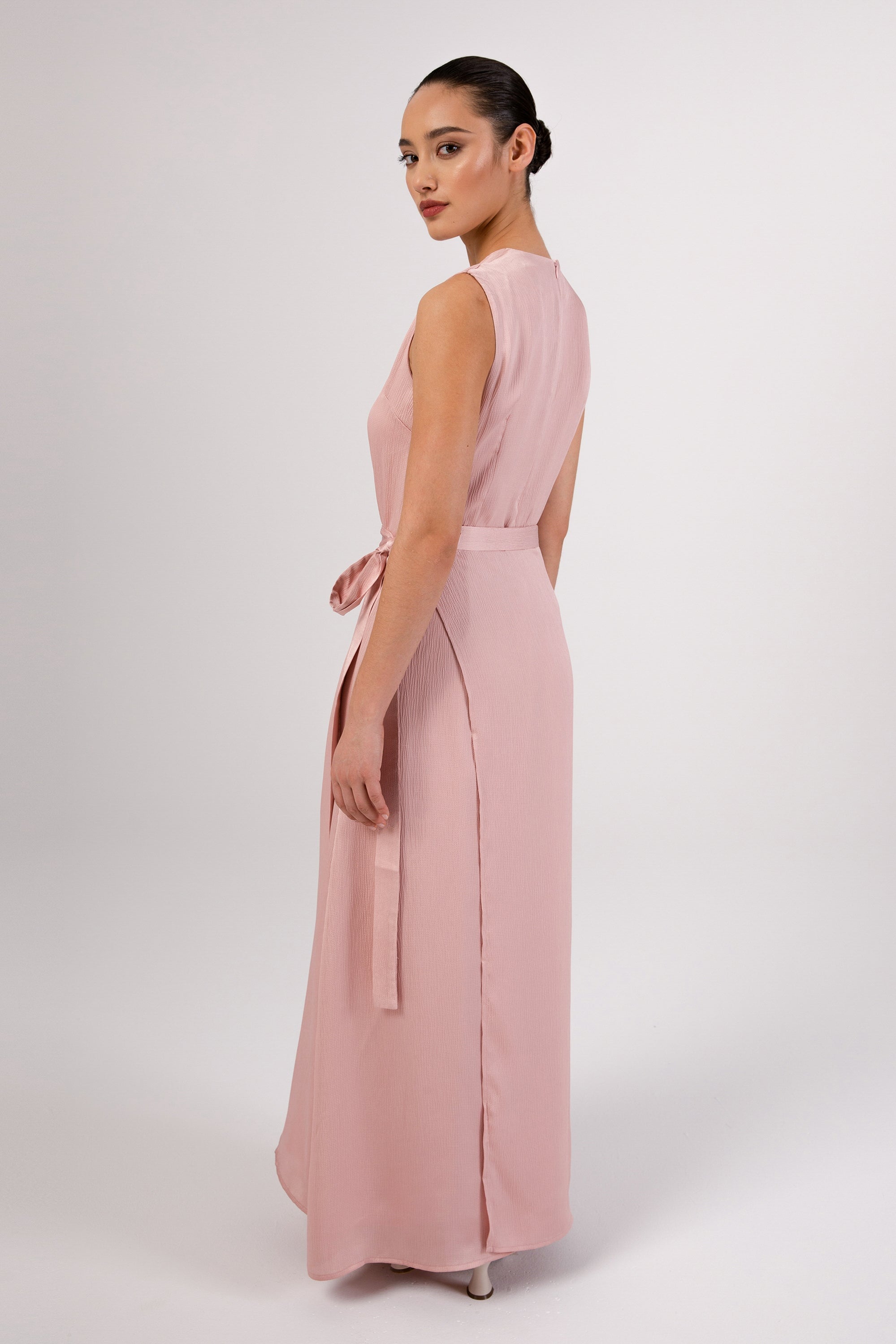 Salma Sleeveless Maxi Dress & Skirt Set - Dusty Pink Veiled 