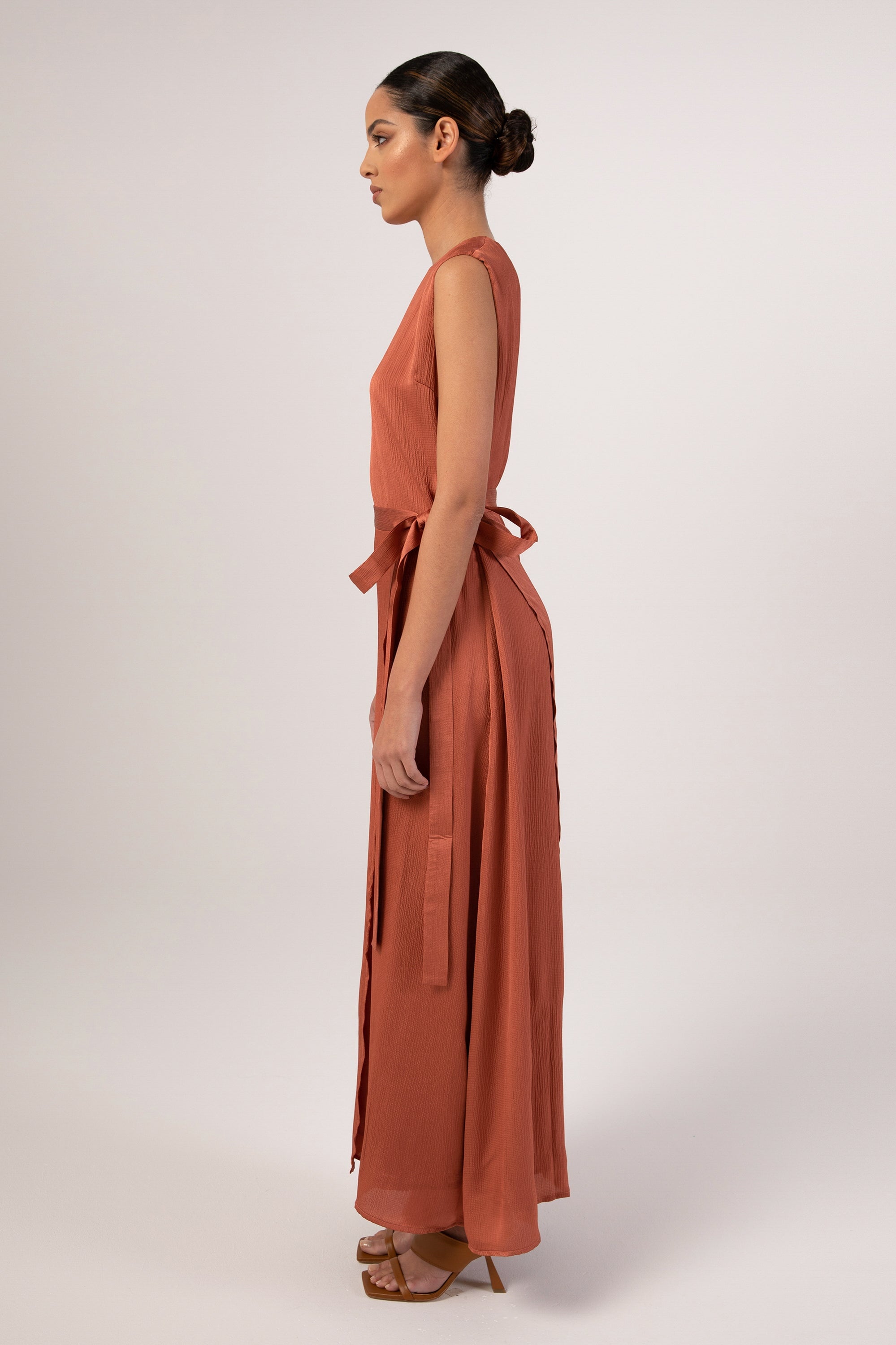 Salma Sleeveless Maxi Dress & Skirt Set - Terracotta Veiled 