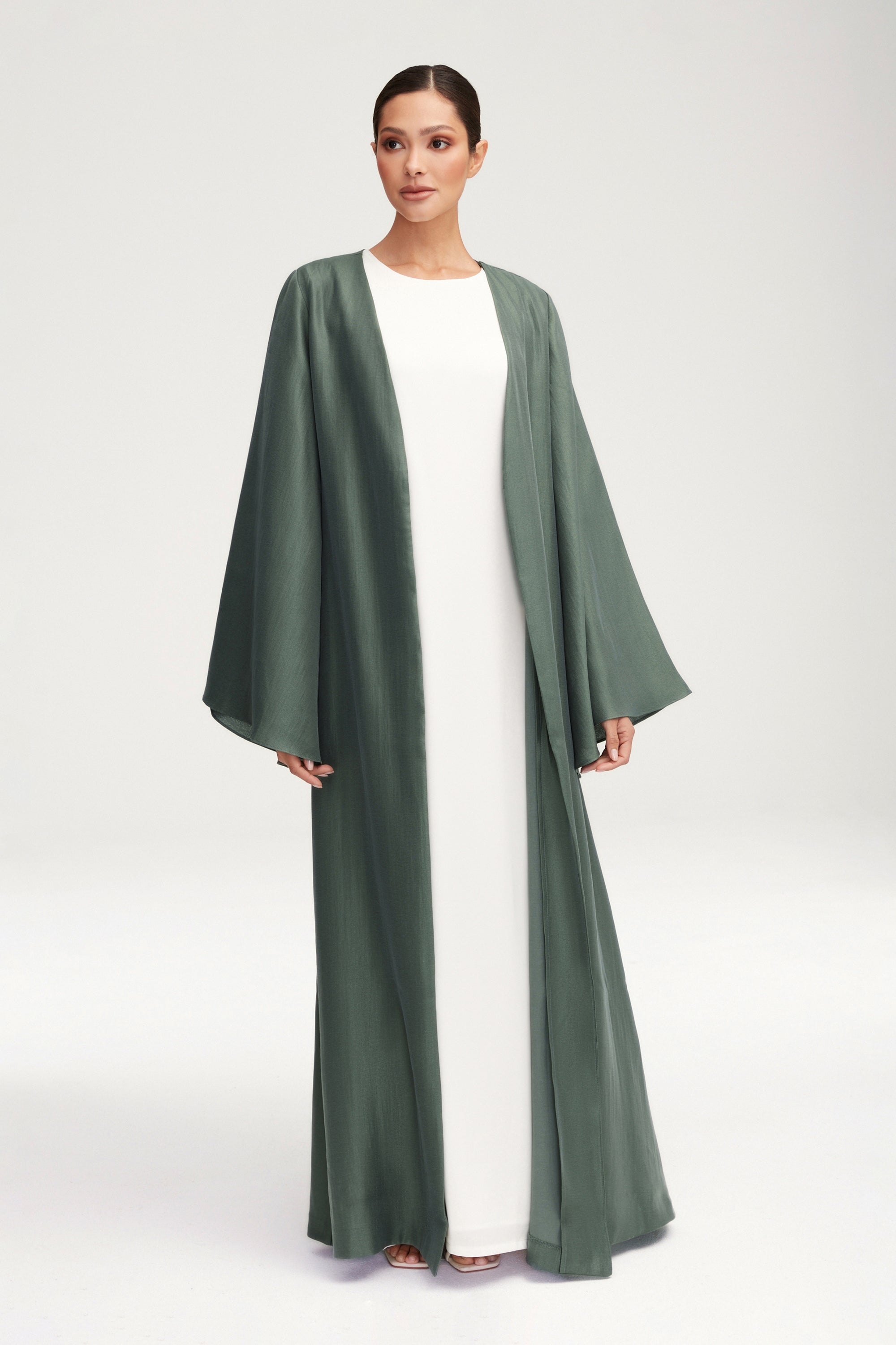 Seema Flare Sleeve Open Abaya - Dark Forest Clothing Veiled 