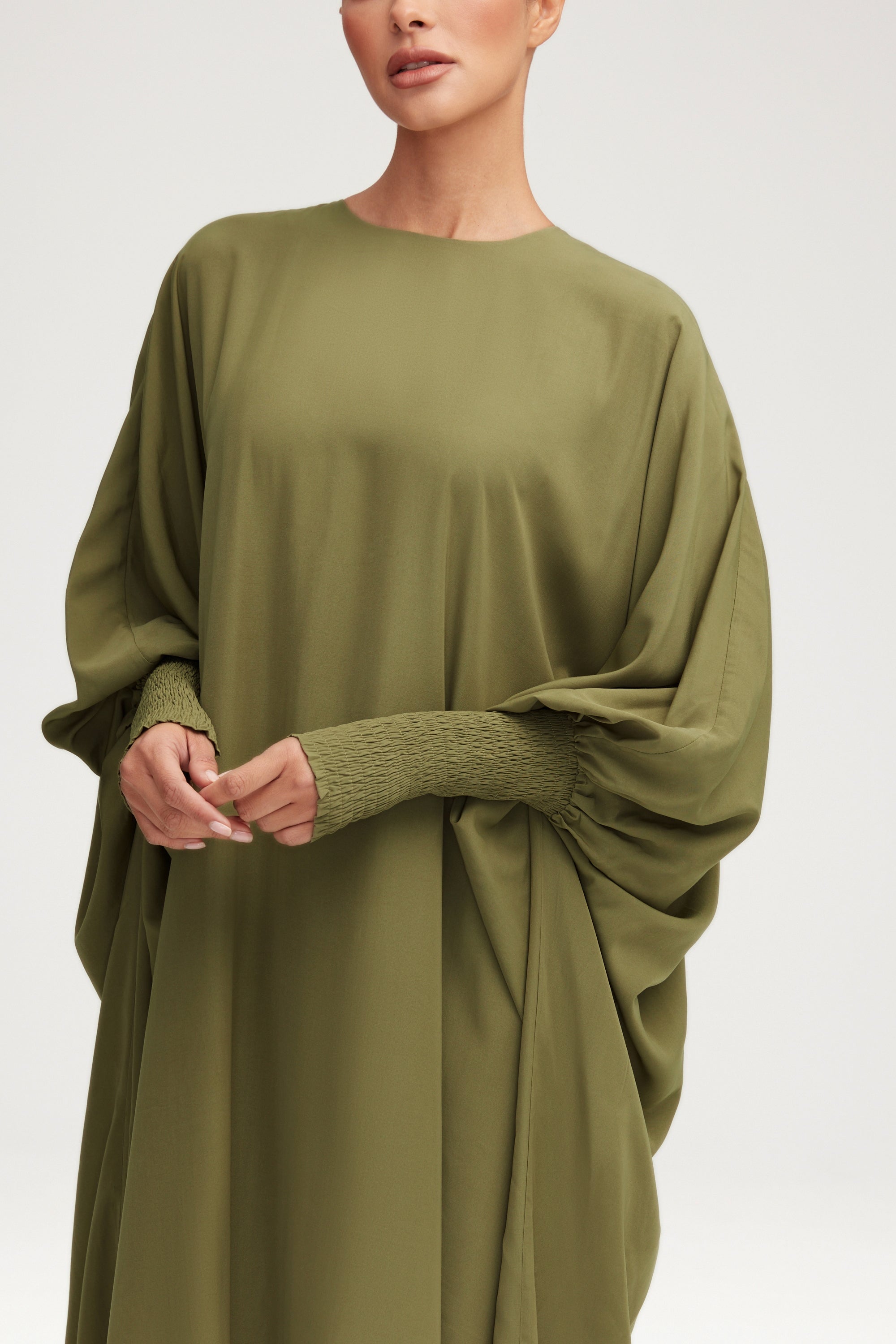 Suha Smocked Sleeve Kaftan - Sage Clothing Veiled 