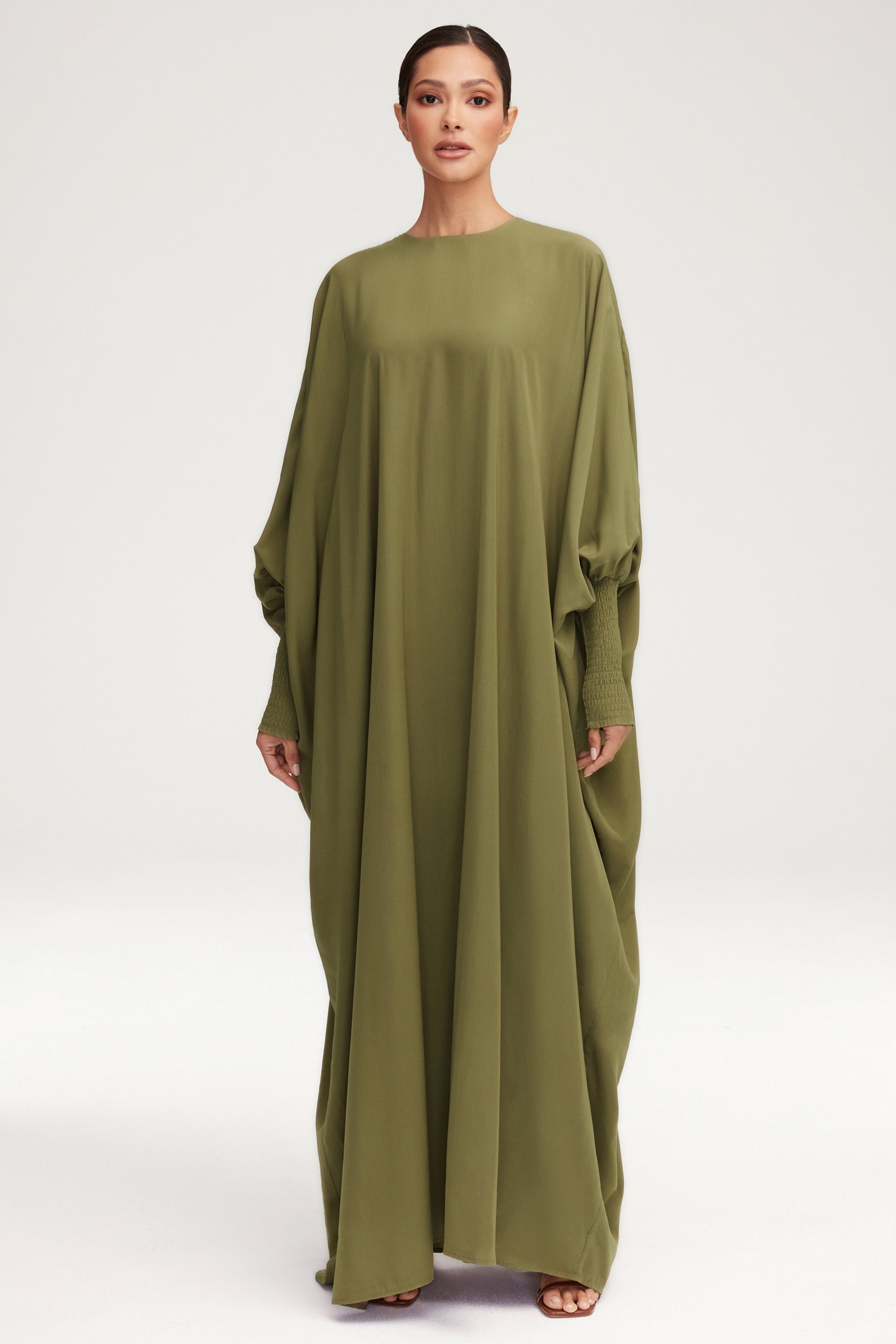 Suha Smocked Sleeve Kaftan - Sage Clothing Veiled 