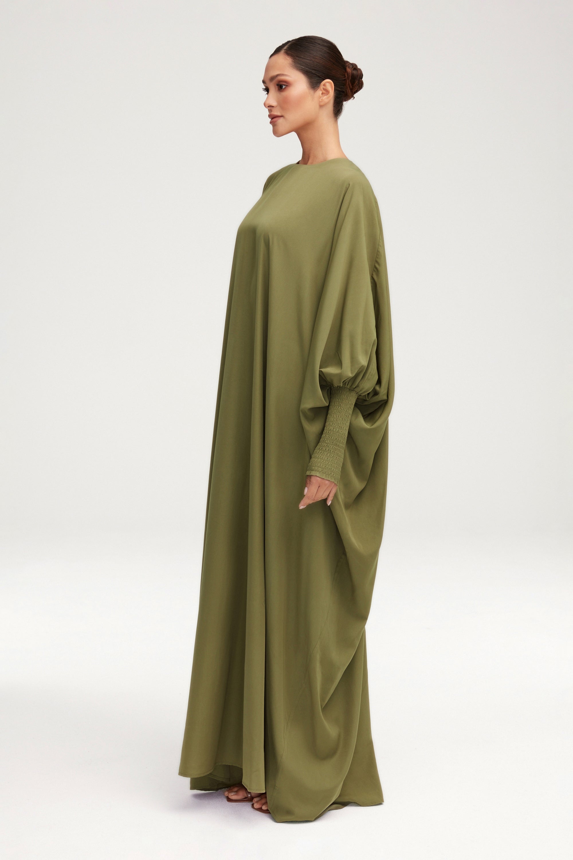 Suha Smocked Sleeve Kaftan - Sage Clothing Veiled 